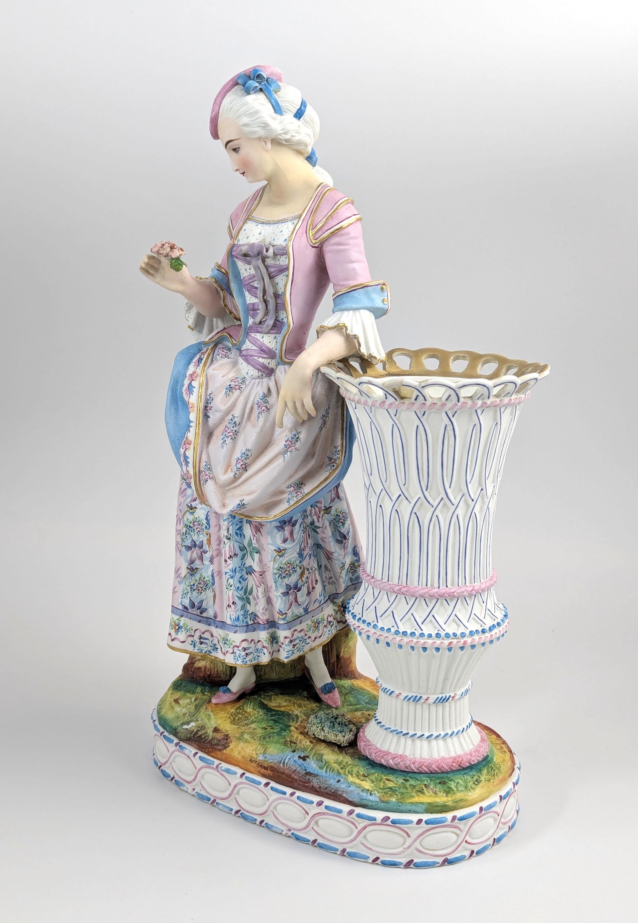 Antique Vion et Baury Style Bisque Porcelain Vase, 19th Century