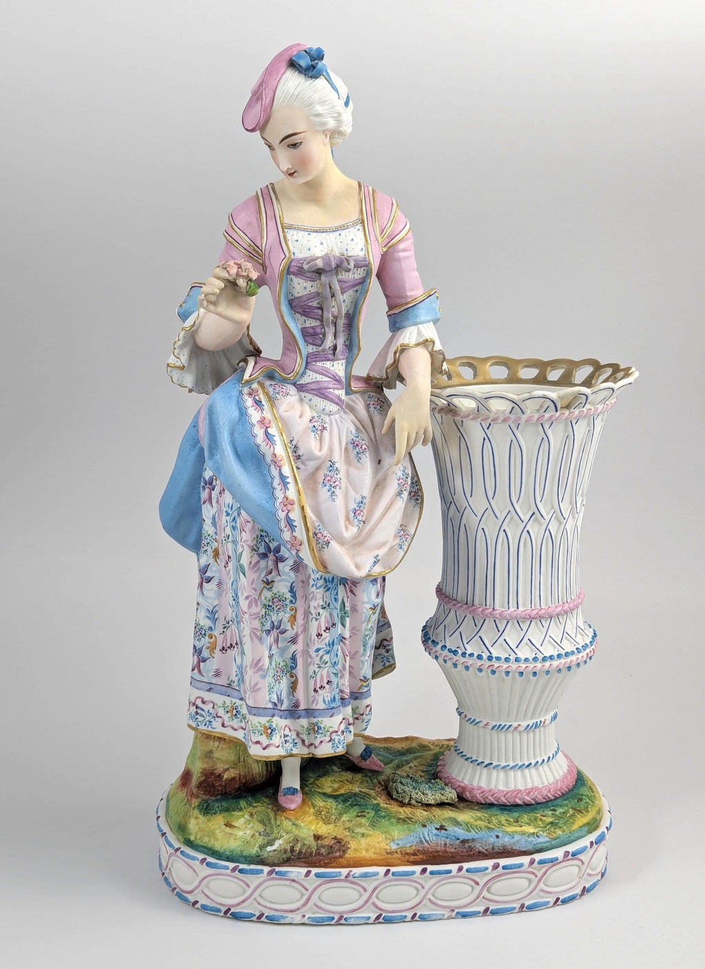 Antique Vion et Baury Style Bisque Porcelain Vase, 19th Century