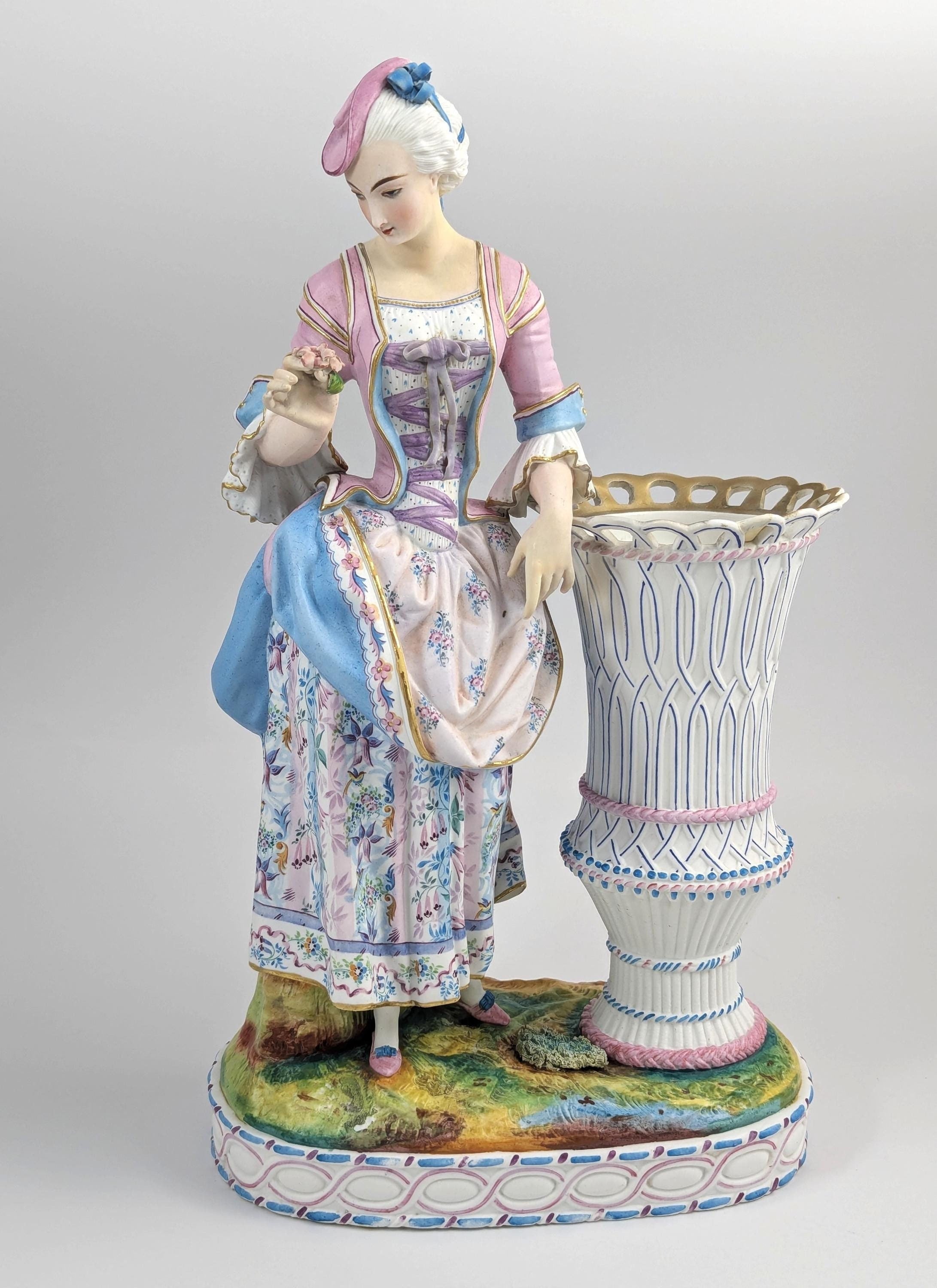 Antique Vion et Baury Style Bisque Porcelain Vase, 19th Century