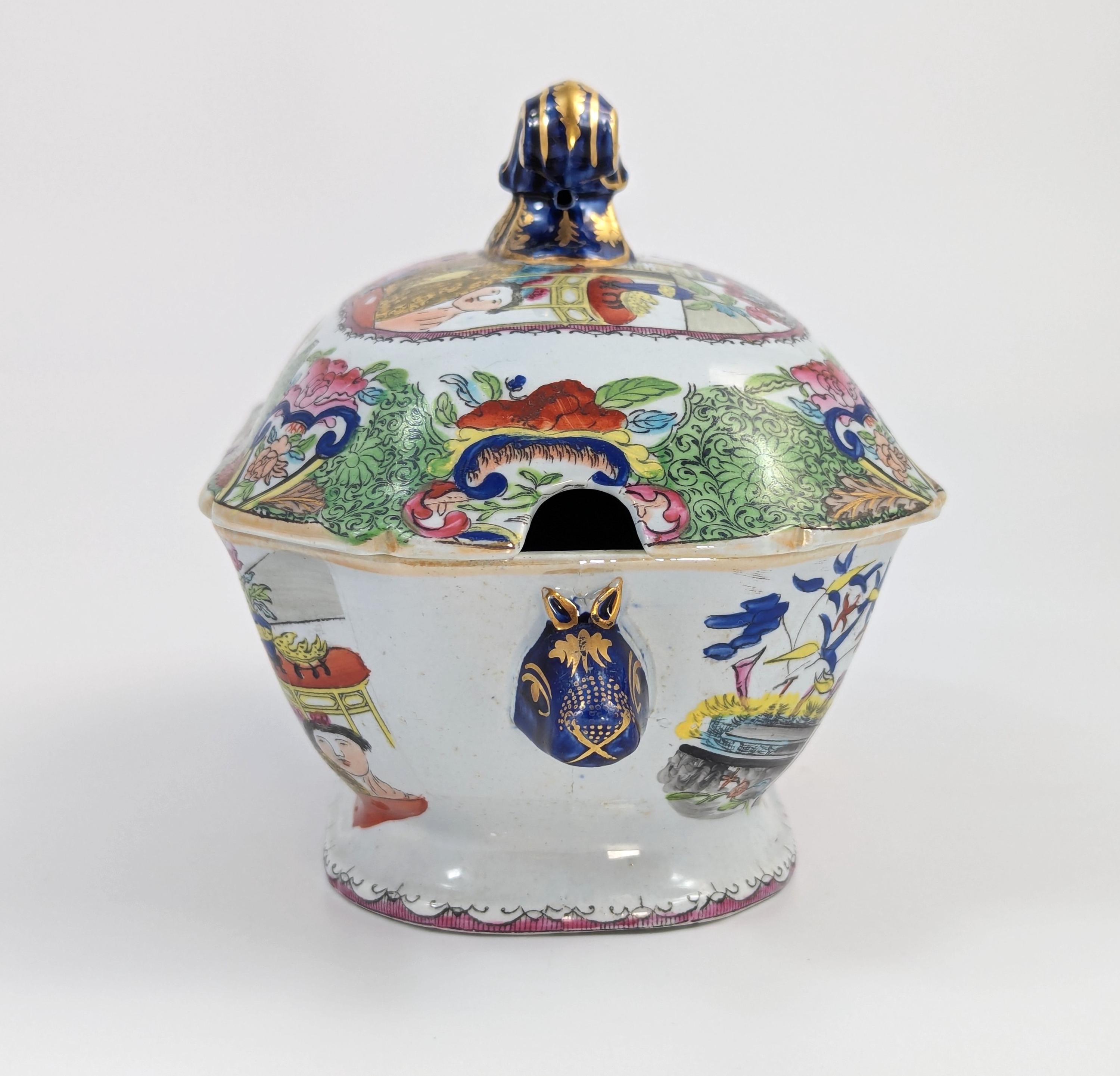 Extremely Rare Mason's Ironstone Tureen in Green Mandarin Pattern, c. 1815