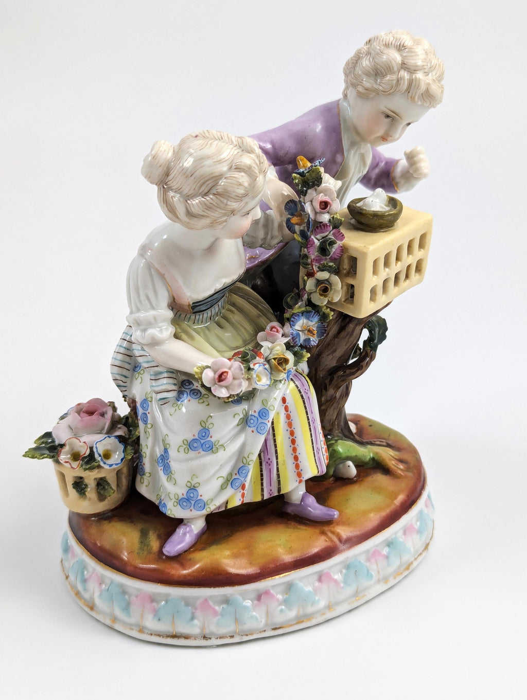 Antique Porcelain Figurine of Gardener Children, Meissen Style, c. 19th Century