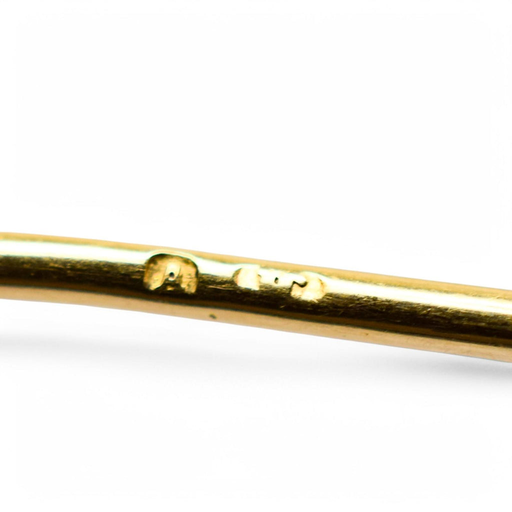 Belle Époque 14k Gold Bar Brooch: Old European Cut Diamonds, Cultured Pearls