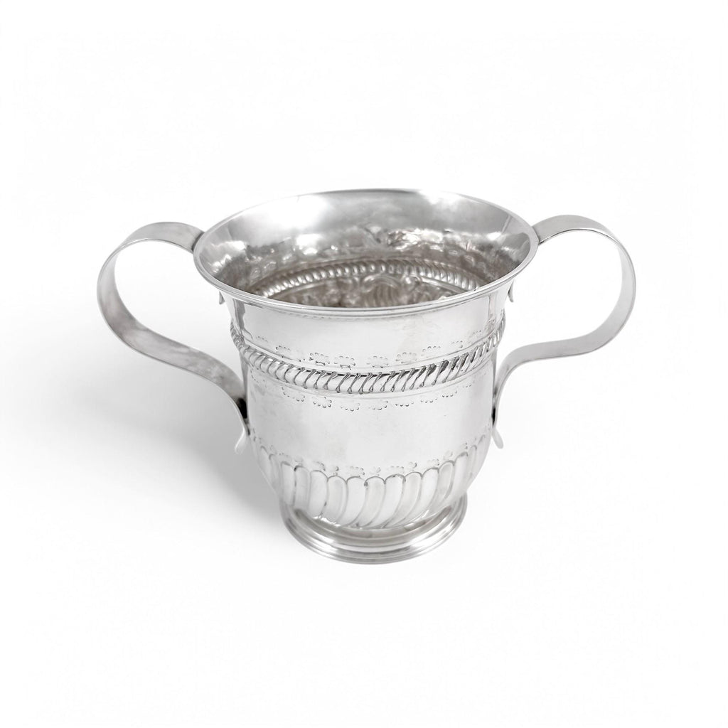 Antique Georgian sterling silver two handled sugar bowl / porringer, William & Robert Peaston, 1761