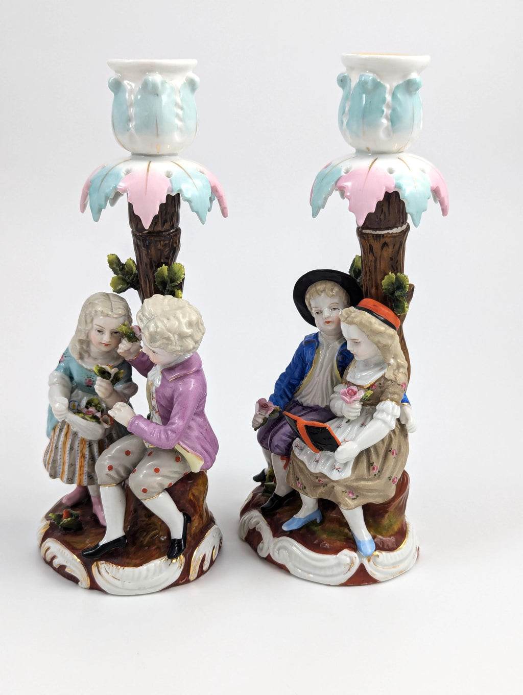Antique German Handmade Figural Candlesticks
