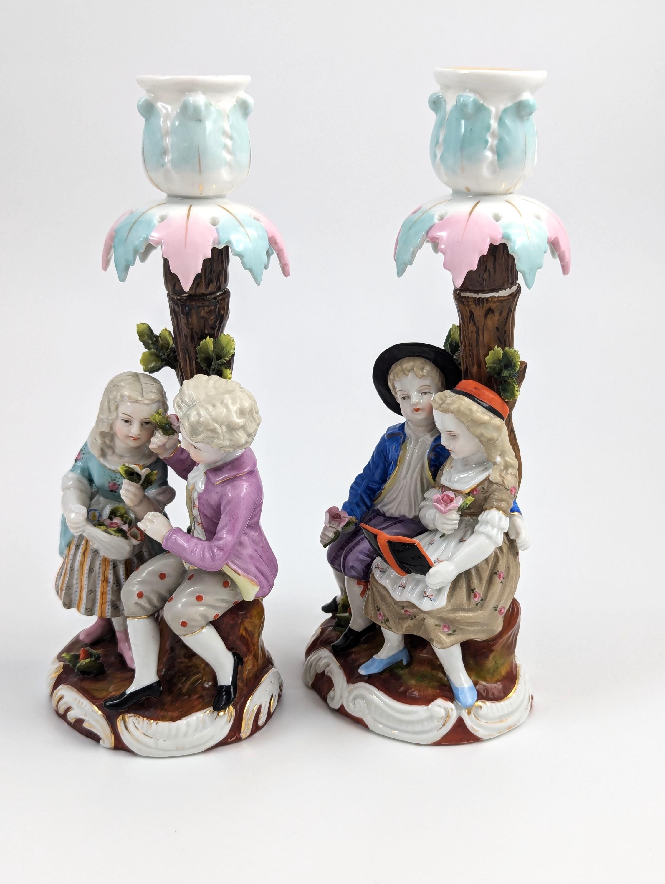 Antique German Handmade Figural Candlesticks