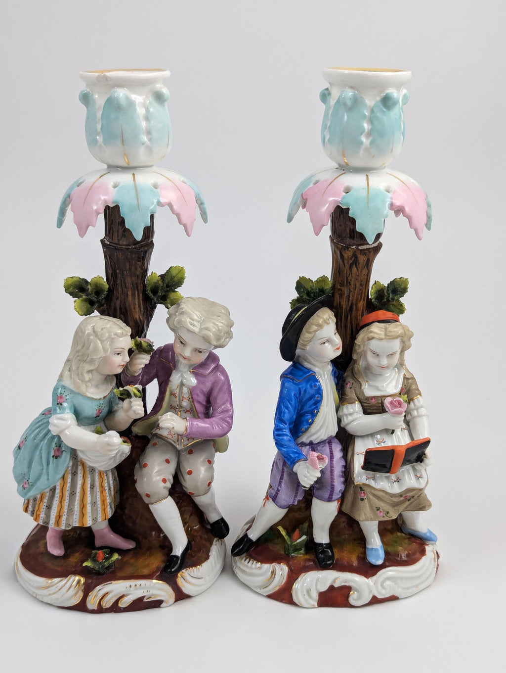 Antique German Handmade Figural Candlesticks