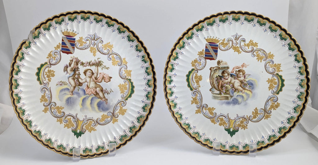 Very Rare Veuve Perrin, Marseille, Faience Hand-Painted Plates, c. 1770