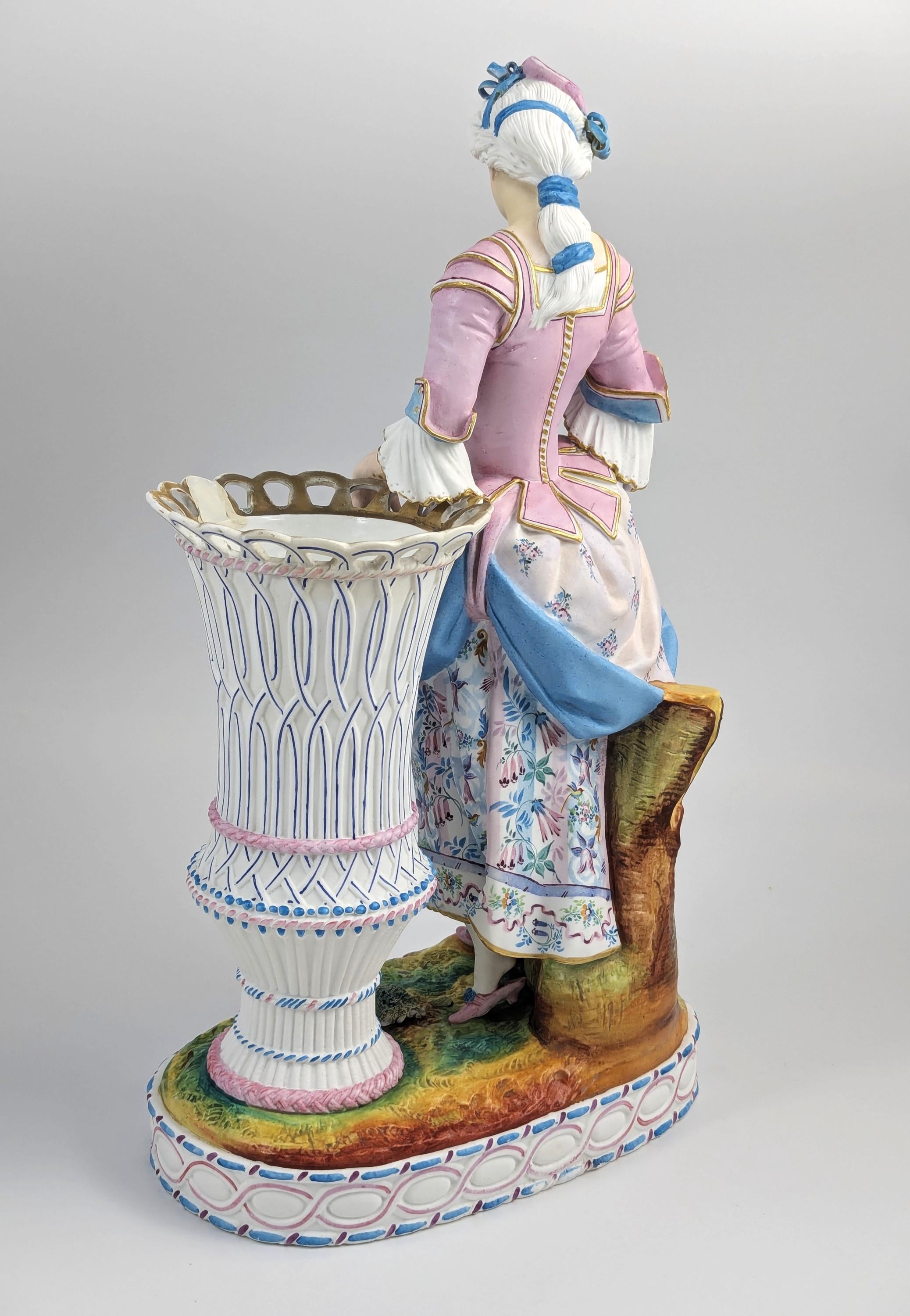 Antique Vion et Baury Style Bisque Porcelain Vase, 19th Century