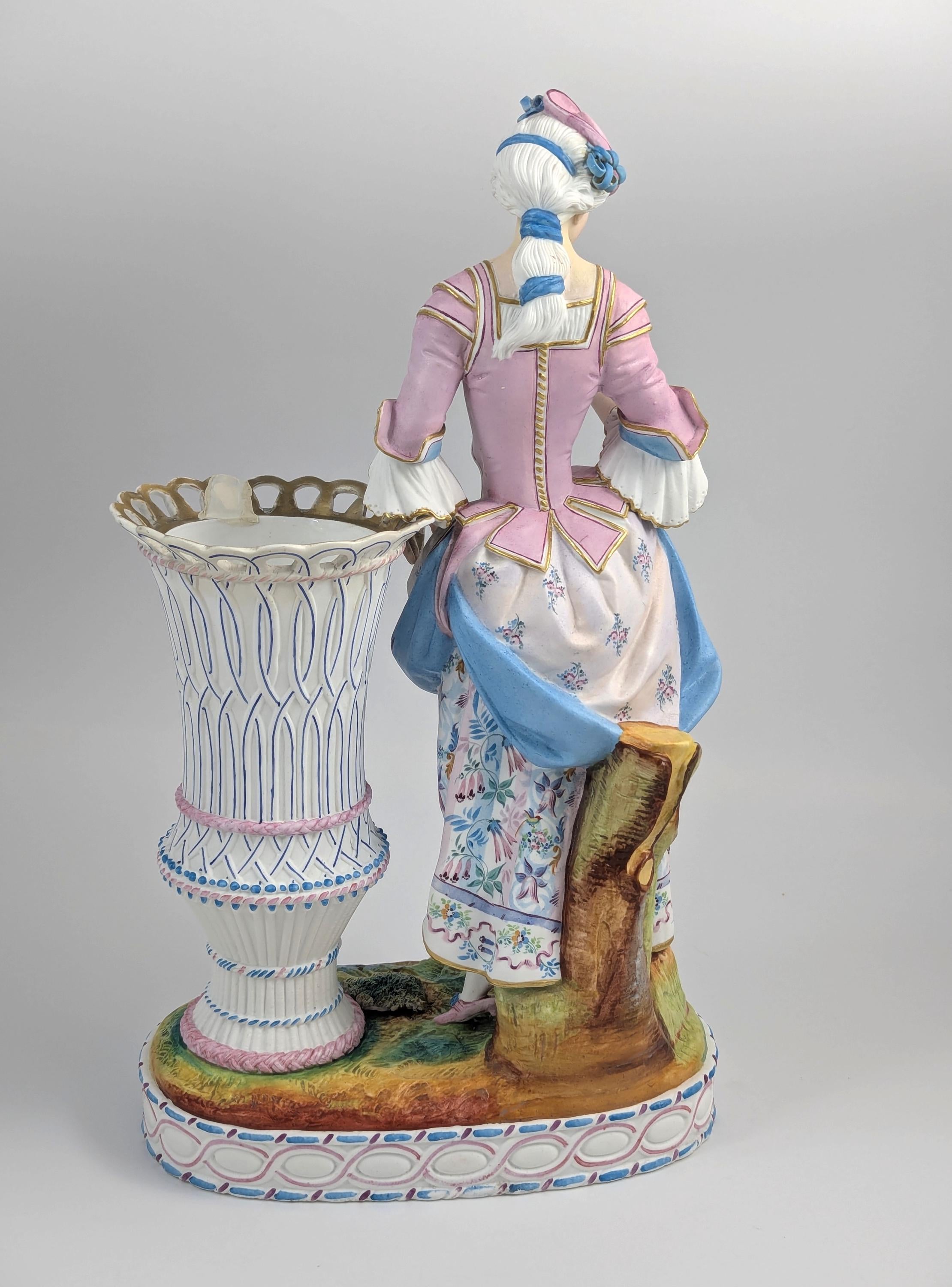 Antique Vion et Baury Style Bisque Porcelain Vase, 19th Century