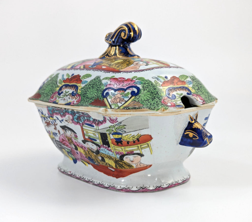 Extremely Rare Mason's Ironstone Tureen in Green Mandarin Pattern, c. 1815