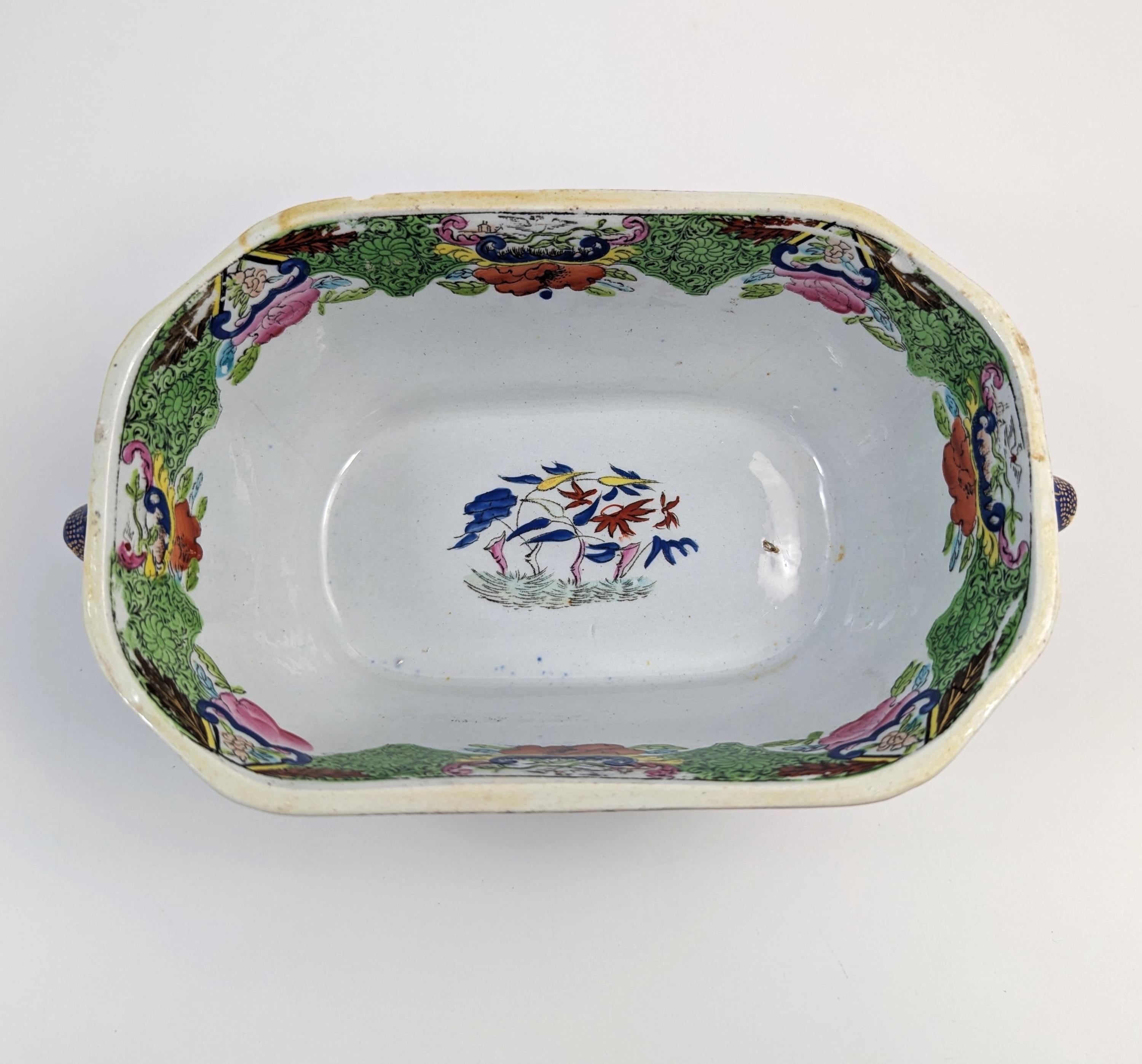 Extremely Rare Mason's Ironstone Tureen in Green Mandarin Pattern, c. 1815