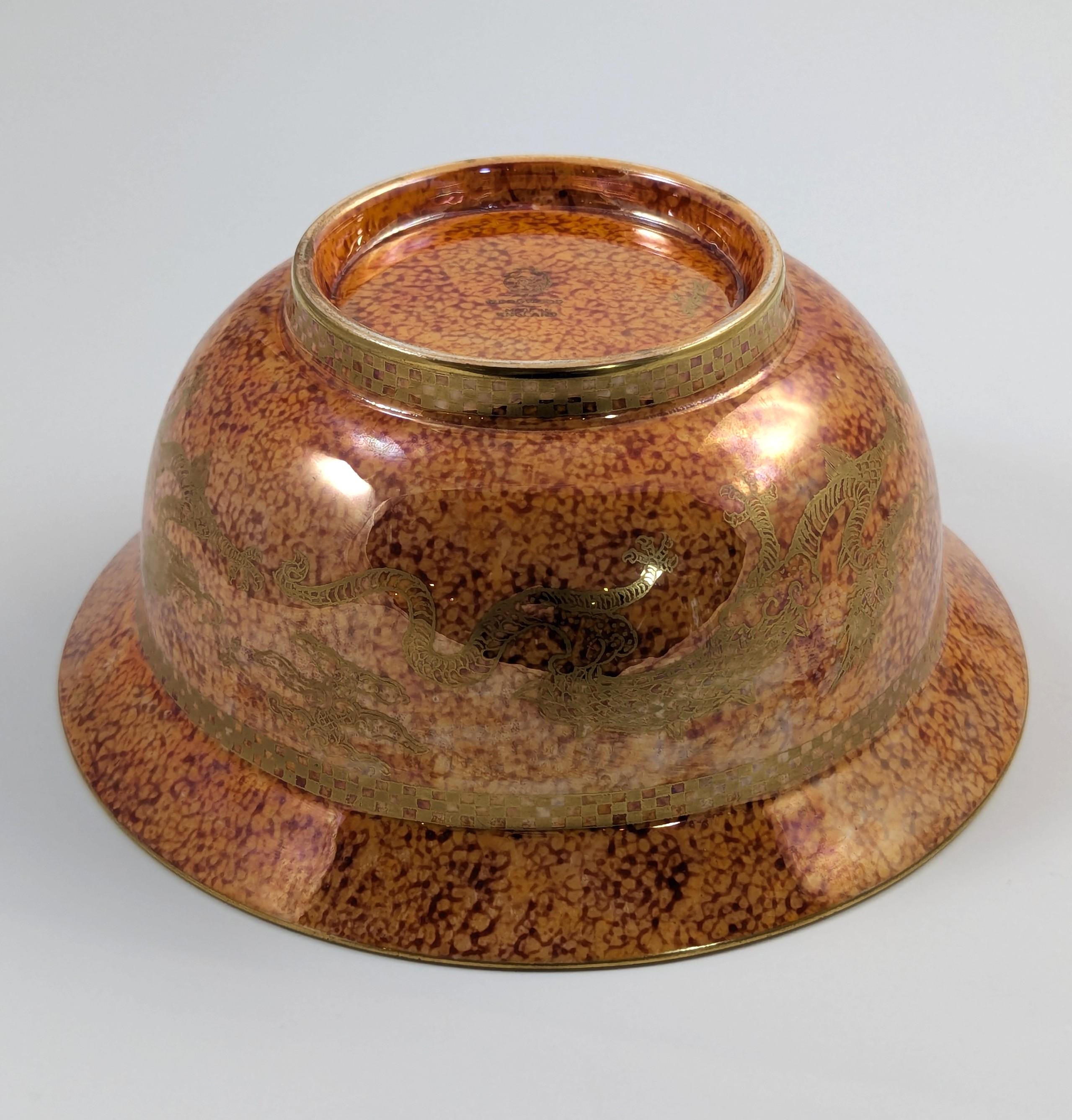Daisy Makeig-Jones Mottled Orange Lustre bowl, Wedgwood, c. 1915-1920