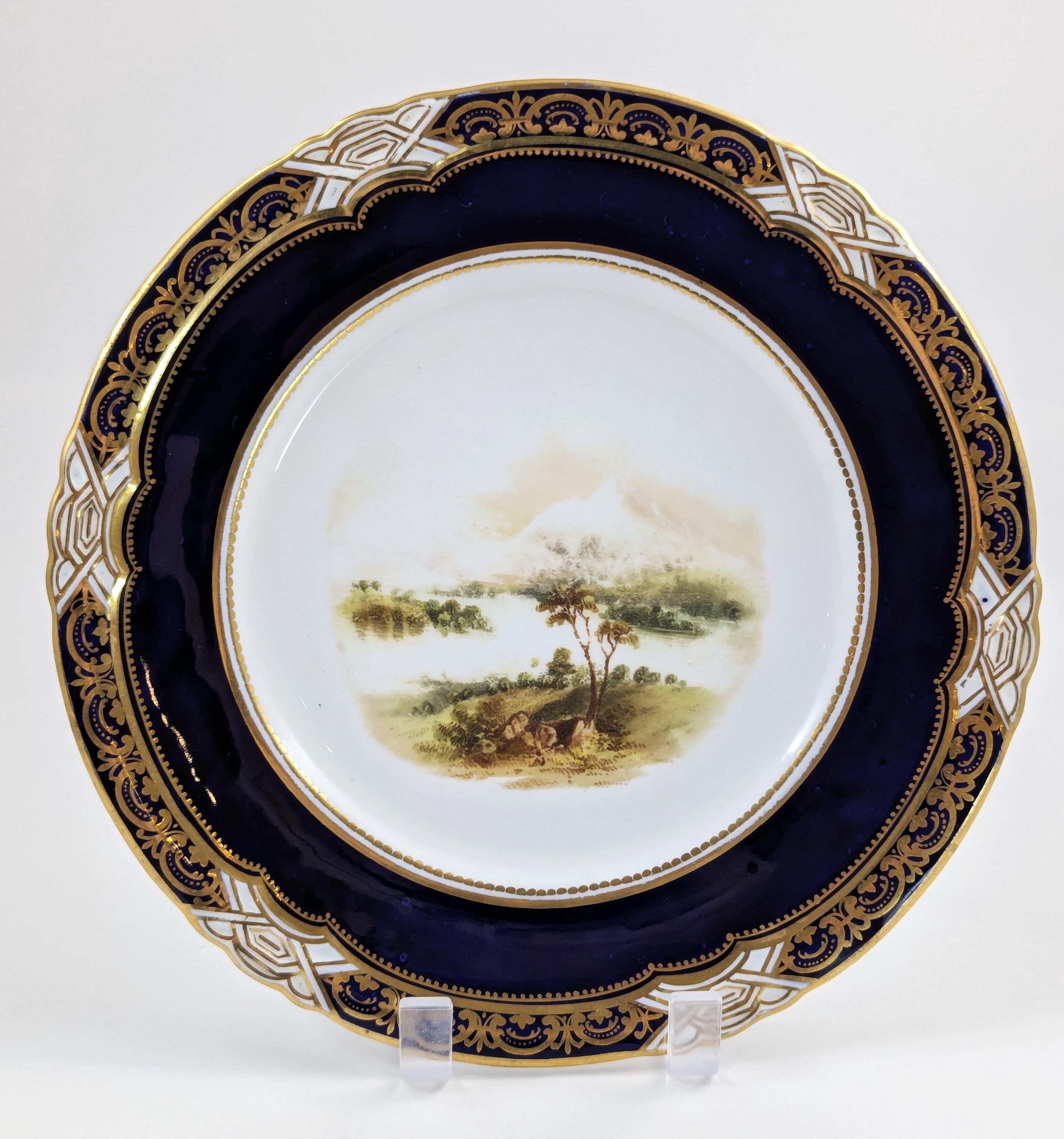 Pair of Antique Coalport Hand-Painted Porcelain Cabinet Plates  19th