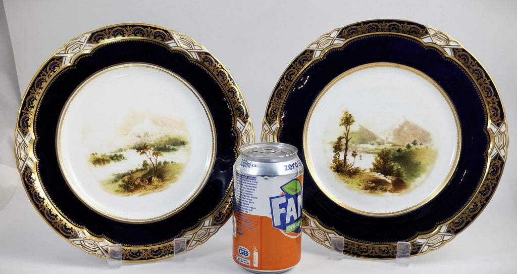 Pair of Antique Coalport Hand-Painted Porcelain Cabinet Plates  19th