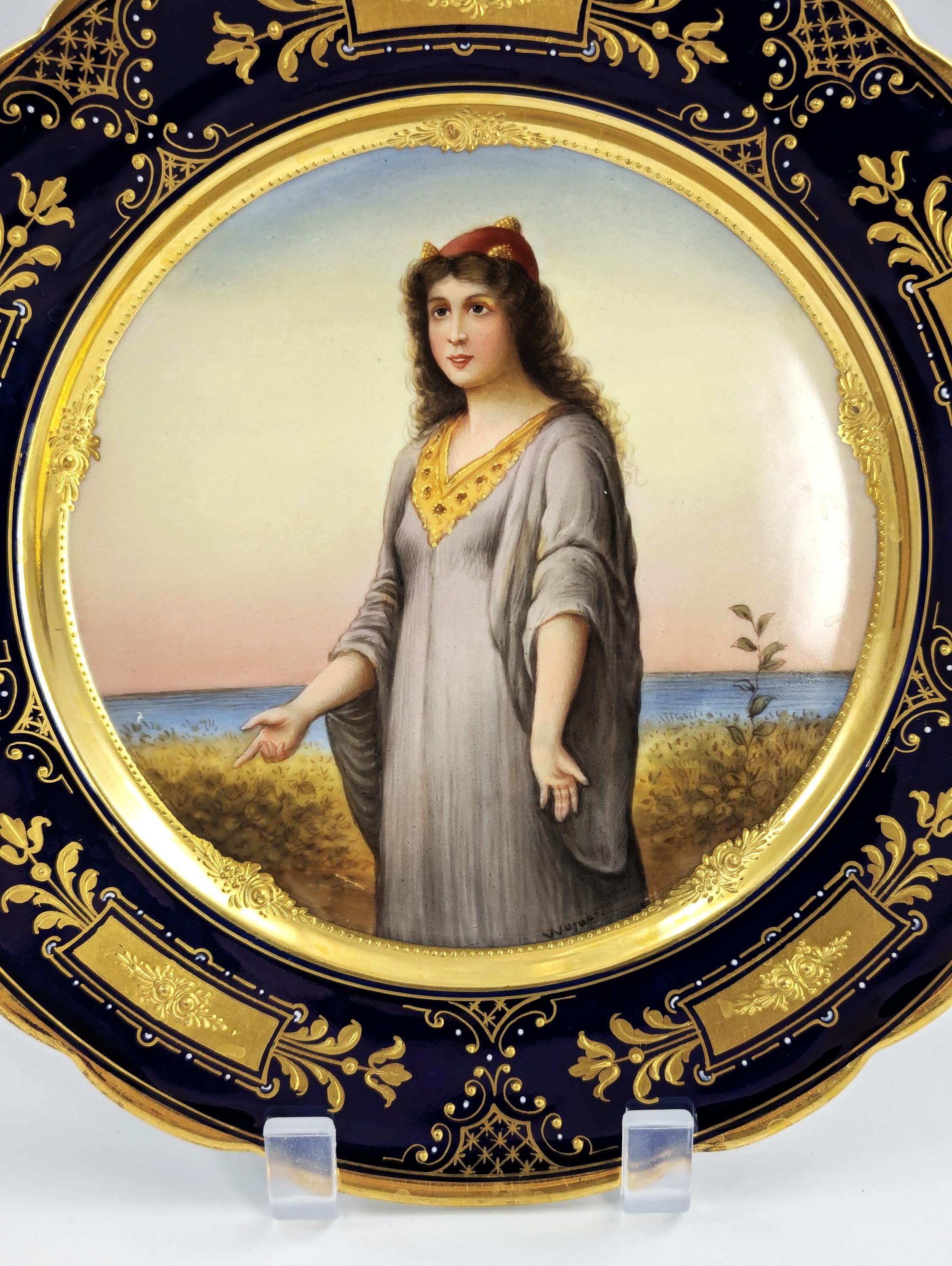 Royal Vienna Porcelain Cabinet Plate: Hand-Painted "Esther", c. 1850