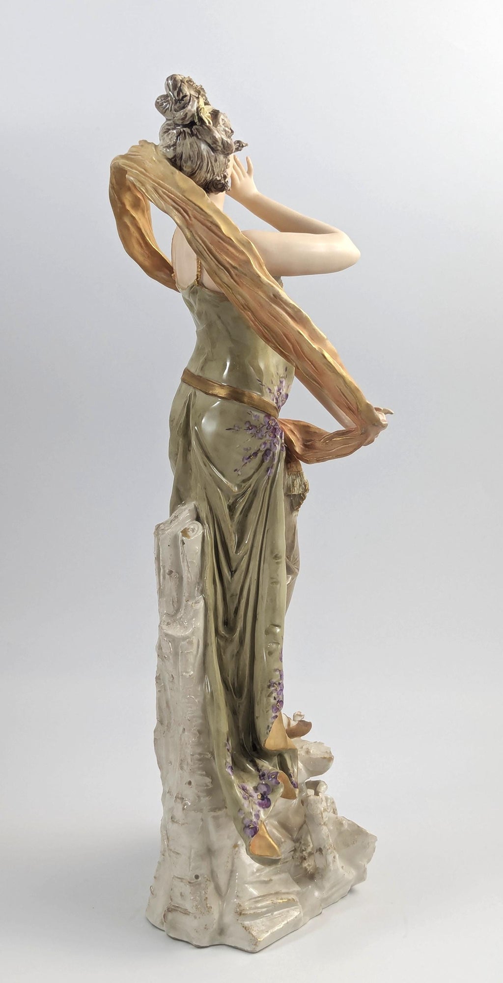 Ernst Wahliss Art Nouveau Porcelain Woman Figurine: Bohemian Sculpture