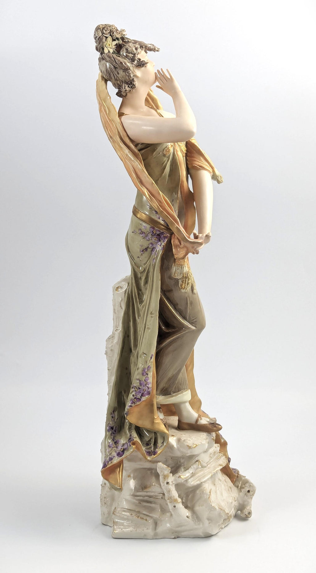 Ernst Wahliss Art Nouveau Porcelain Woman Figurine: Bohemian Sculpture