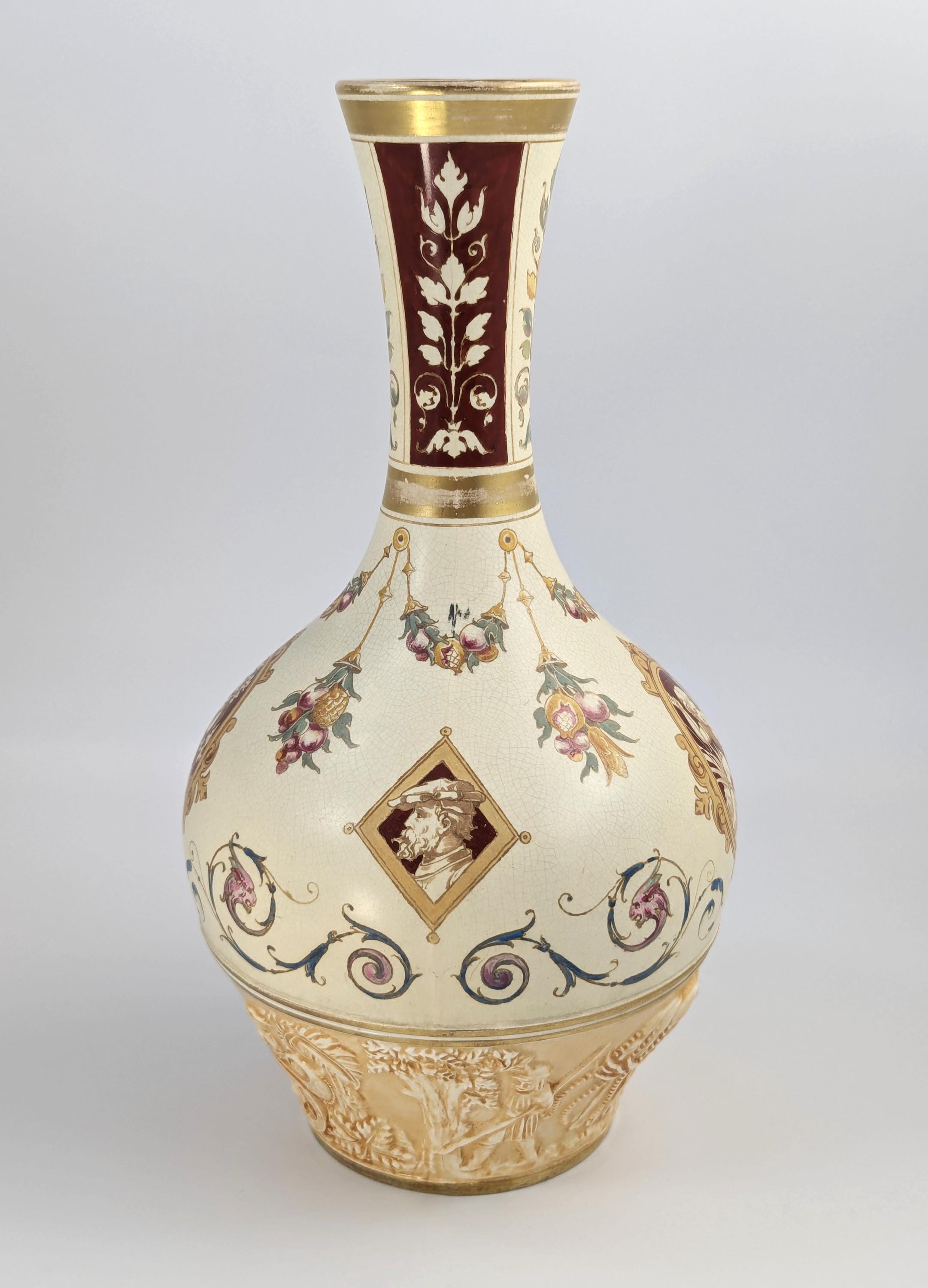 Wedgwood Persian style antique Oriental bottle vase, Thomas Allen design, 1887
