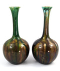 Rare Burmantofts Faience Sunburst Bottle Vases, c. 1880