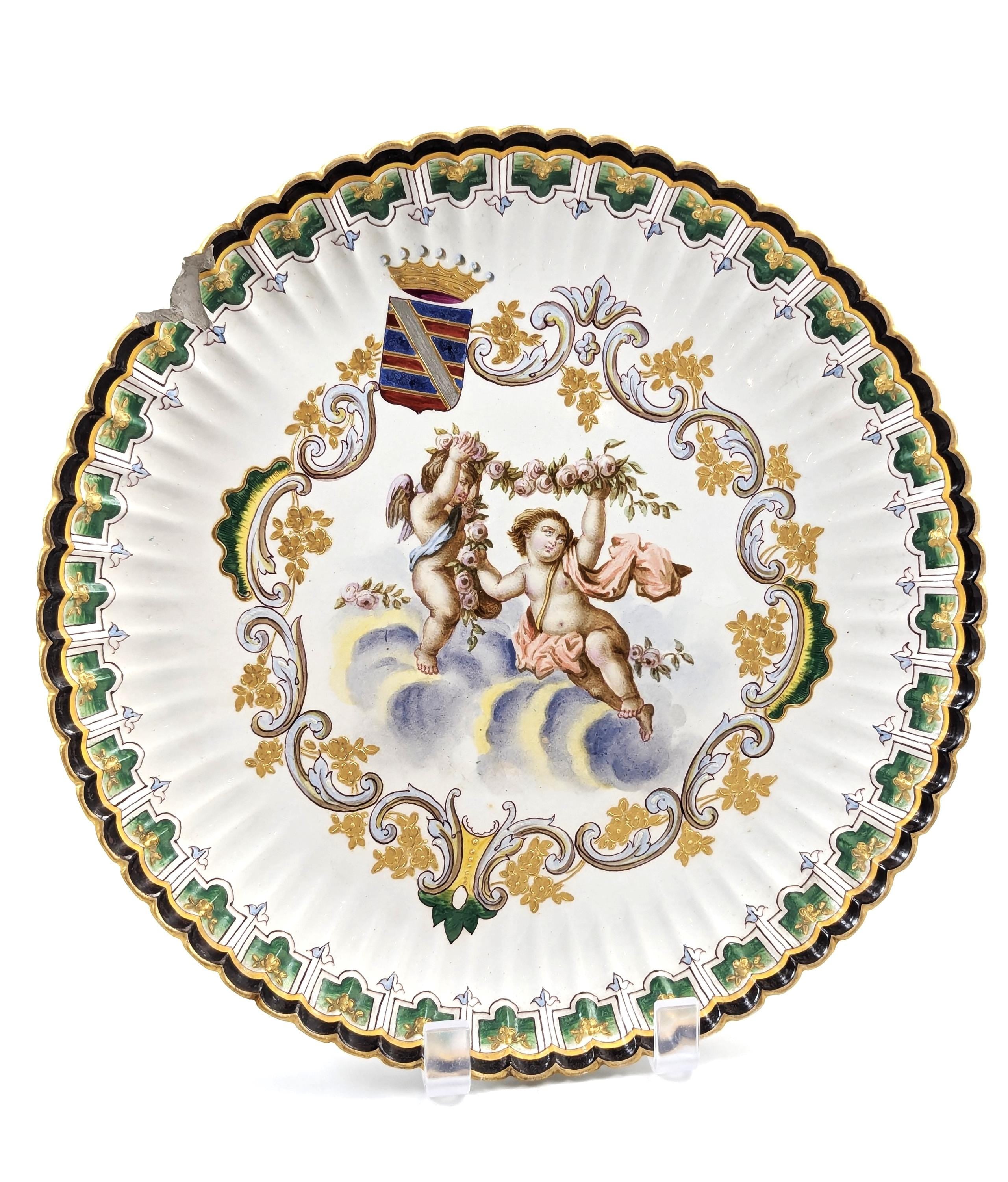 Very Rare Veuve Perrin, Marseille, Faience Hand-Painted Plates, c. 1770