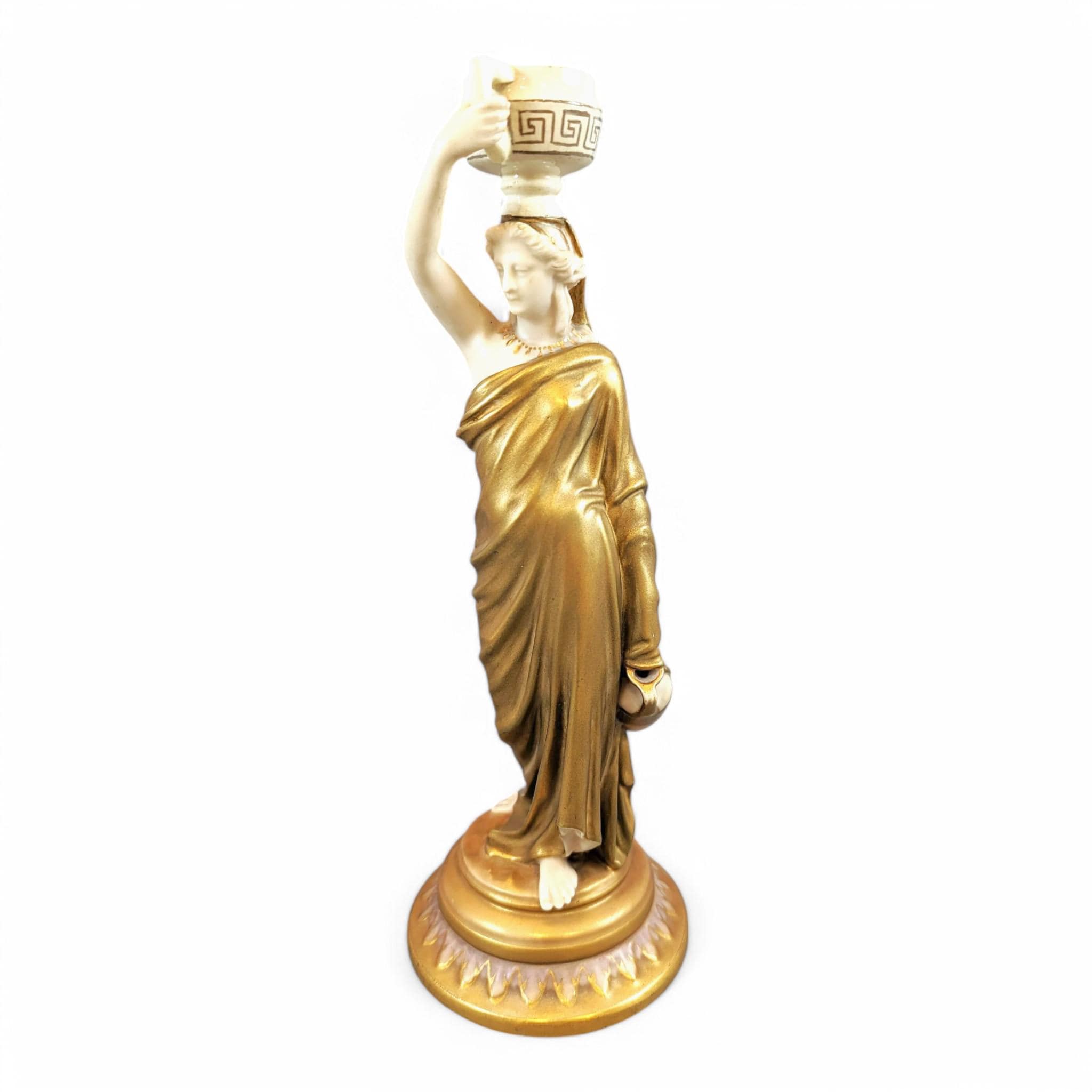 Royal Worcester "Greek Water Bearer" Figurine: Cricklite Fairy Lamp Base, c. 1891