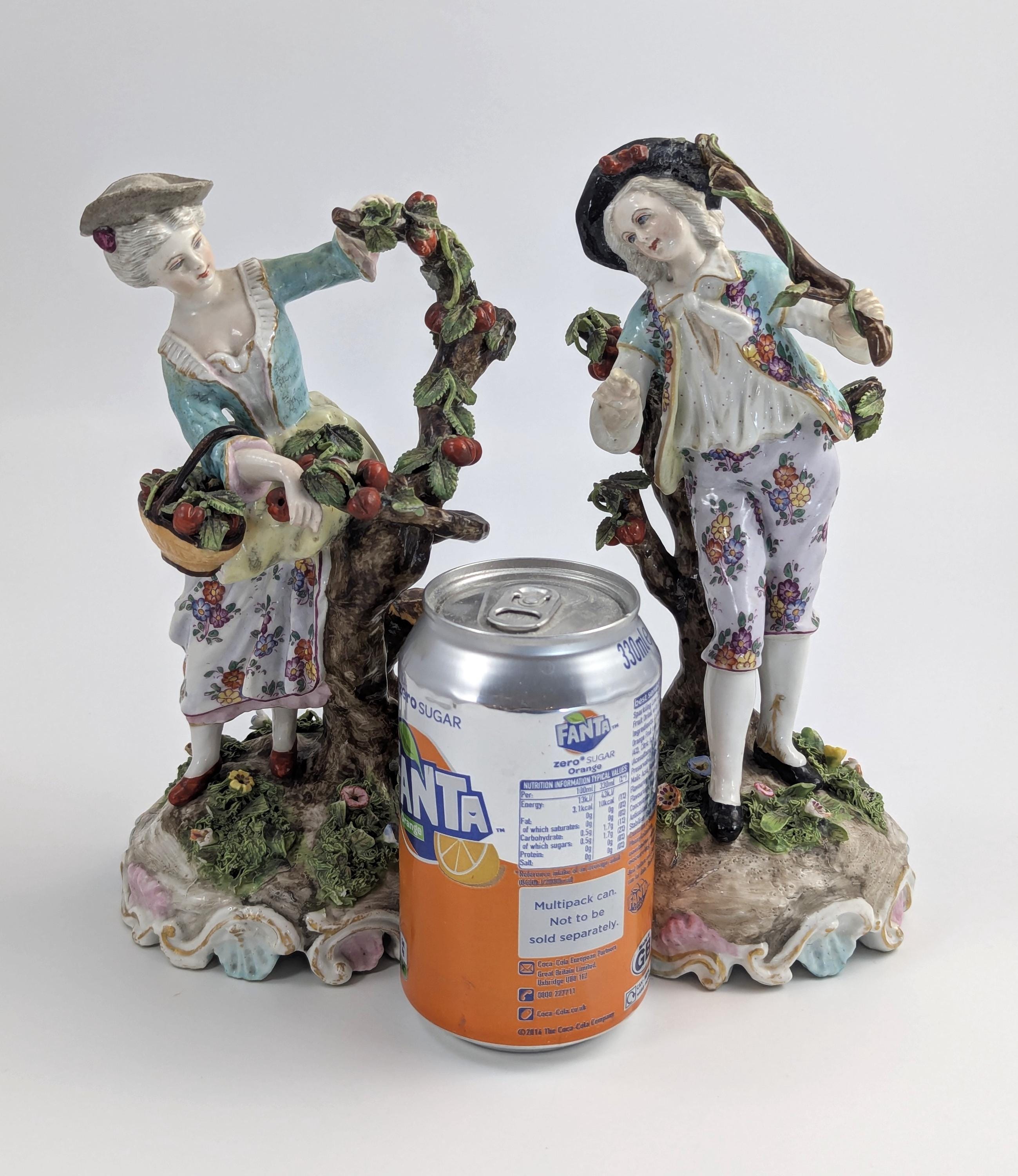 Limbach Thuringia antique German porcelain figurines of "Gardeners" by Gotthelf Greiner, c. 1770s