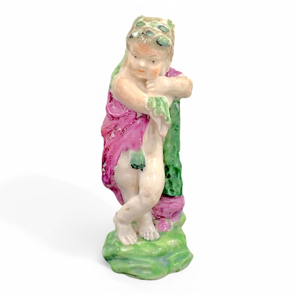Antique Chelsea-Derby Porcelain Putto Figurine: Young Hercules, c. 1775