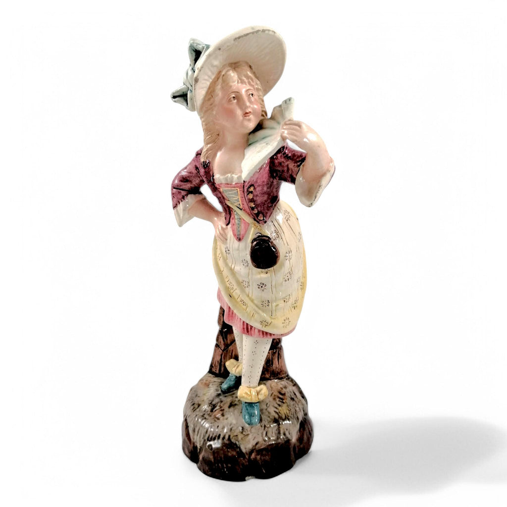 Brothers Urbach Antique Porcelain Figurine: Edwardian Girl with Fan