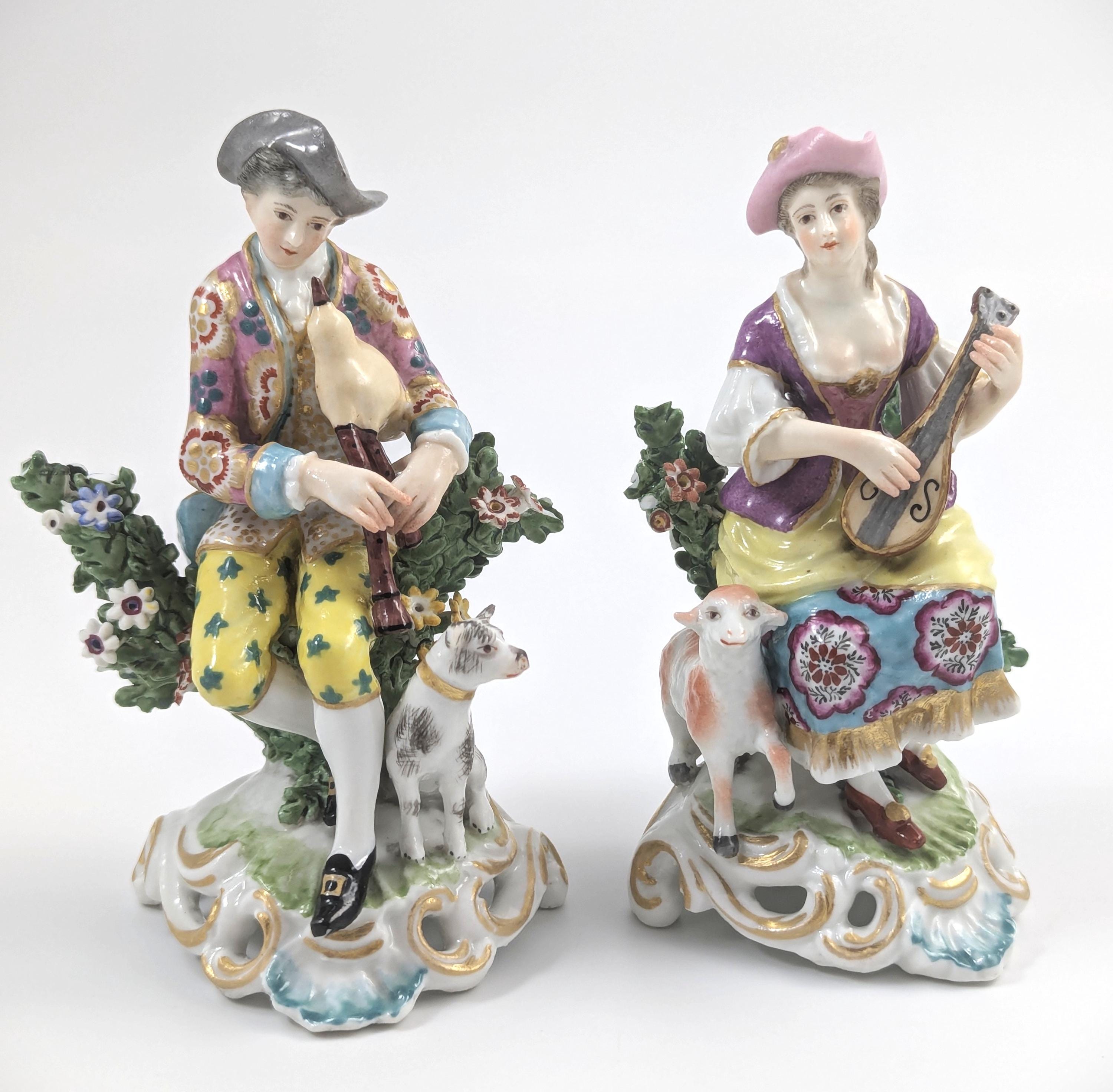 Dresden, Germany after Derby Figurines Shepherd and Shepherdess, 19th century.