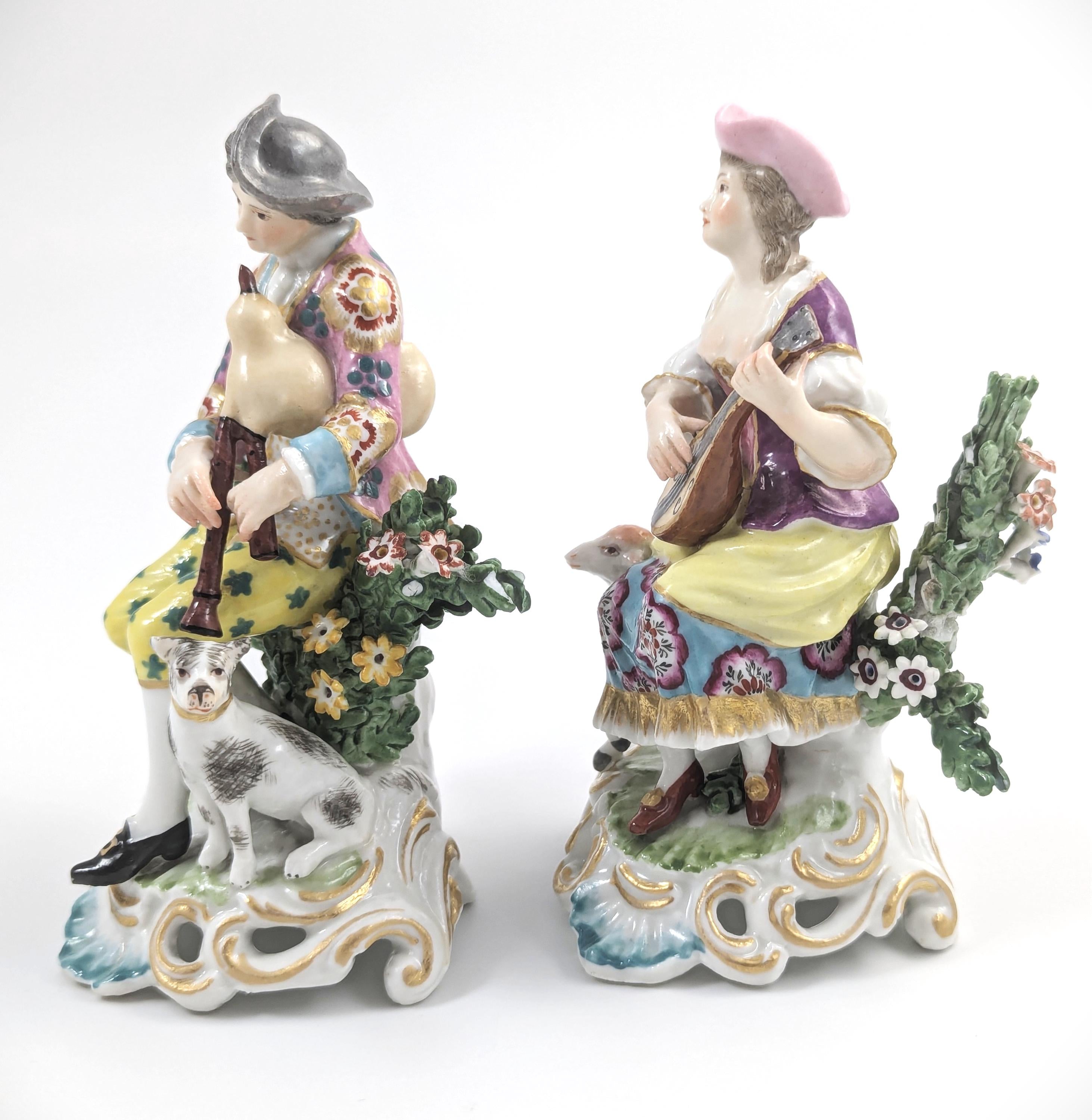 Dresden, Germany after Derby Figurines Shepherd and Shepherdess, 19th century.