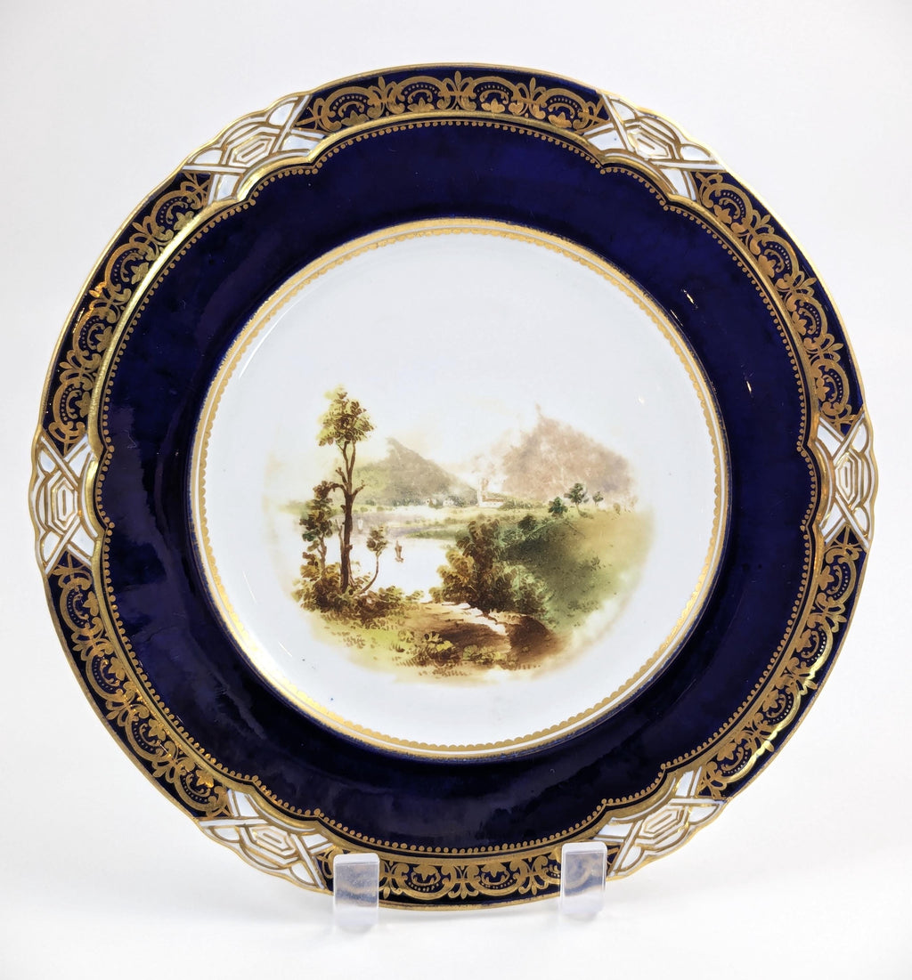 Pair of Antique Coalport Hand-Painted Porcelain Cabinet Plates  19th