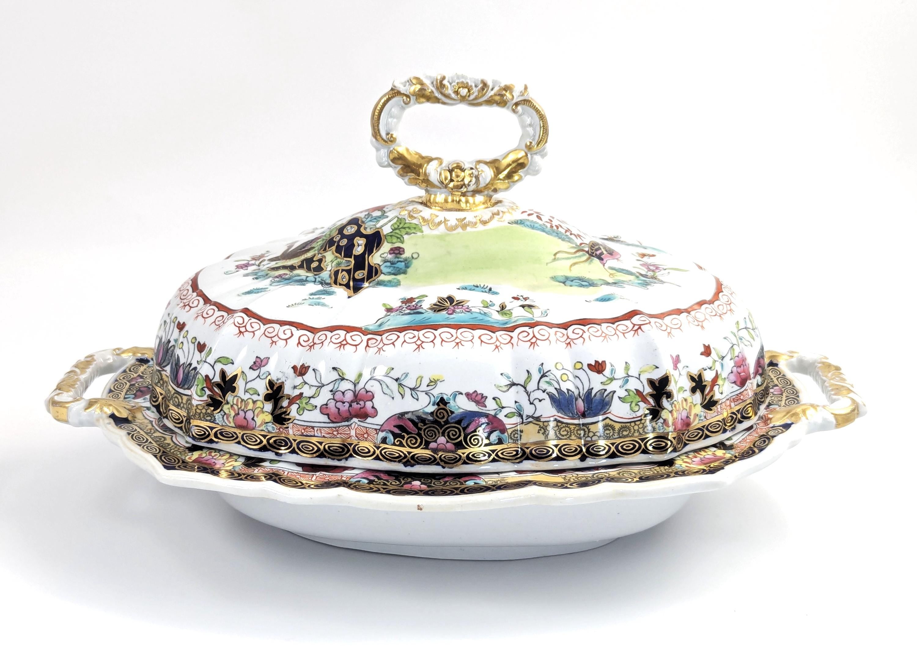 Antique Mason's Ironstone Tureen: Chinoiserie Mandarin Pattern, c. 1815-1830