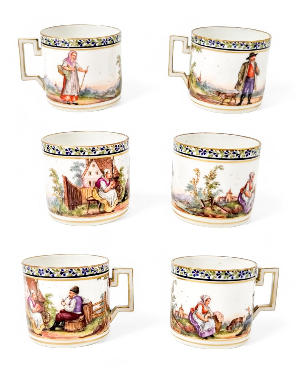 Russian Imperial Porcelain Manufactory Catherine II tête-à-tête coffee service, St. Petersburg, c. 1762-1796