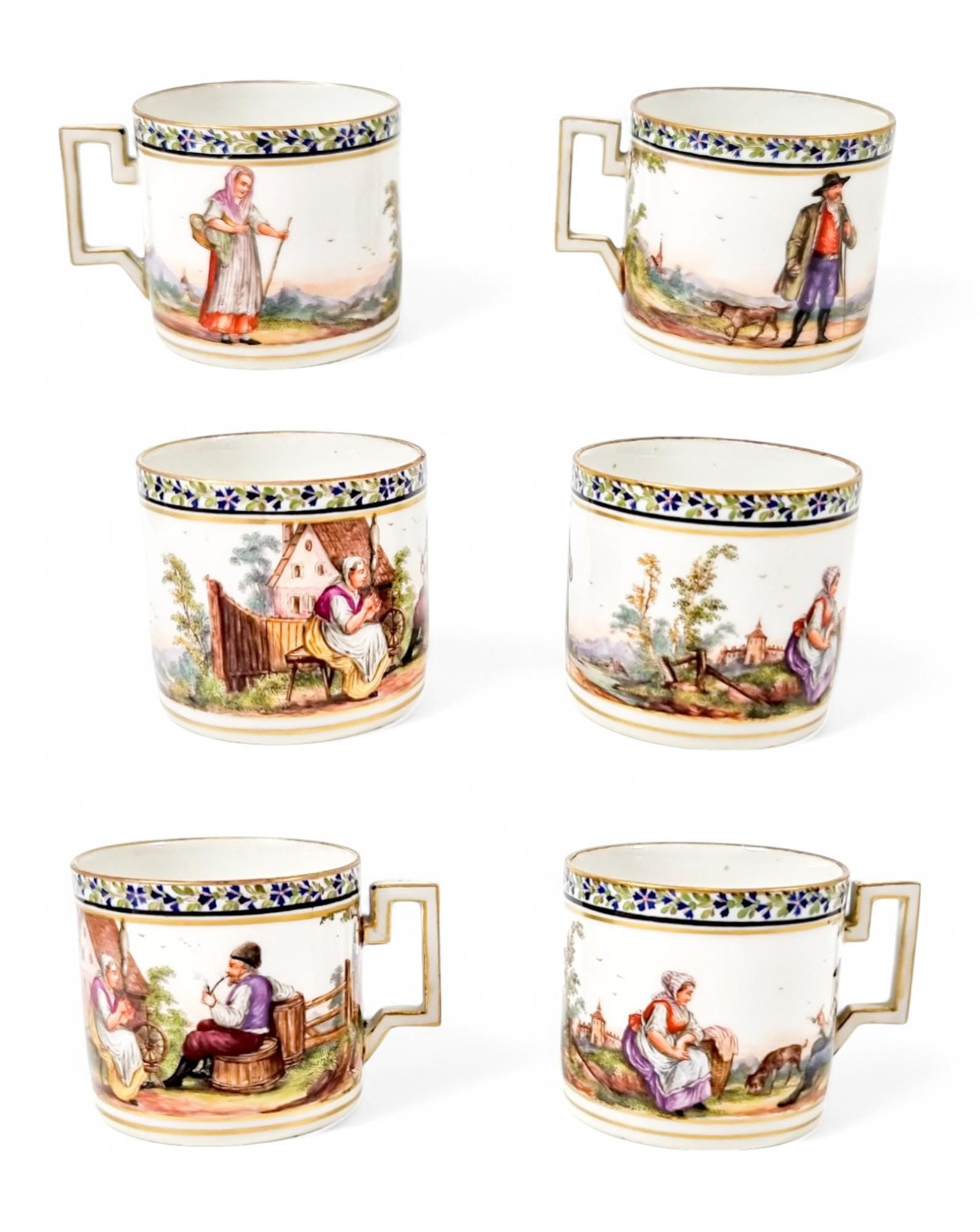 Russian Imperial Porcelain Manufactory Catherine II tête-à-tête coffee service, St. Petersburg, c. 1762-1796