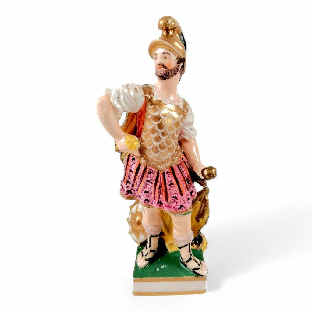 Antique Derby Porcelain Mars Figurine: Roman God of War, Bloor Period c. 1830