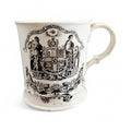 Victorian Odd Fellows Mug: Black Transferware Commemorative, c. 1850s