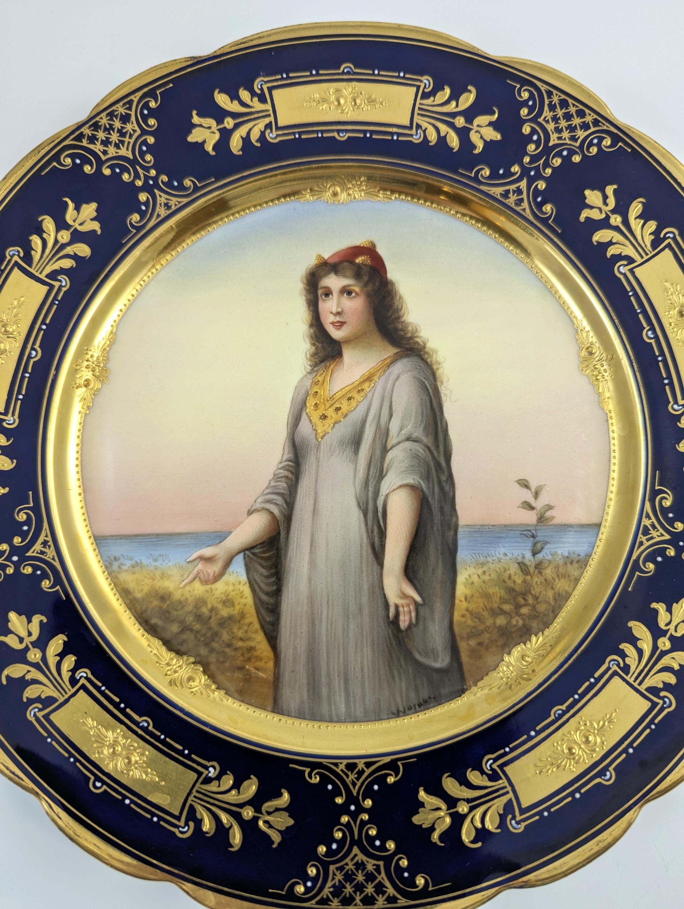 Royal Vienna Porcelain Cabinet Plate: Hand-Painted "Esther", c. 1850