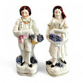 Antique Staffordshire Gardener Figures: James Dudson Pair, c. 1840