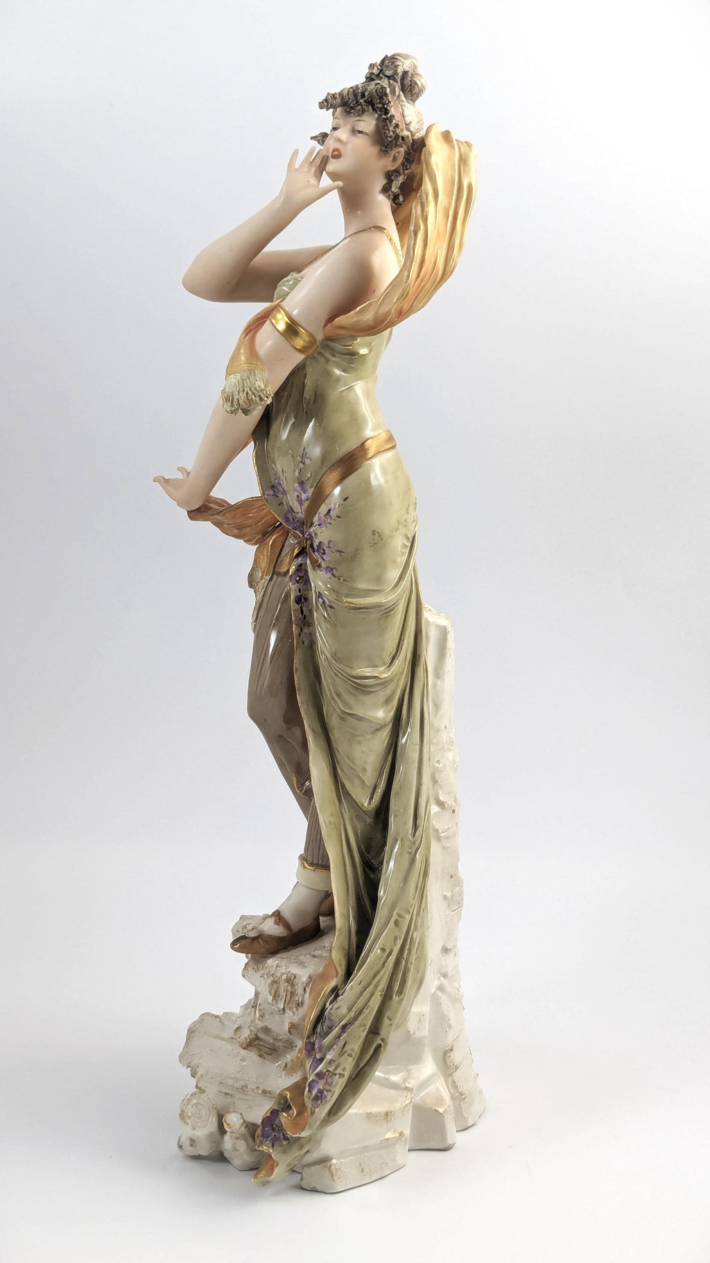 Ernst Wahliss Art Nouveau Porcelain Woman Figurine: Bohemian Sculpture