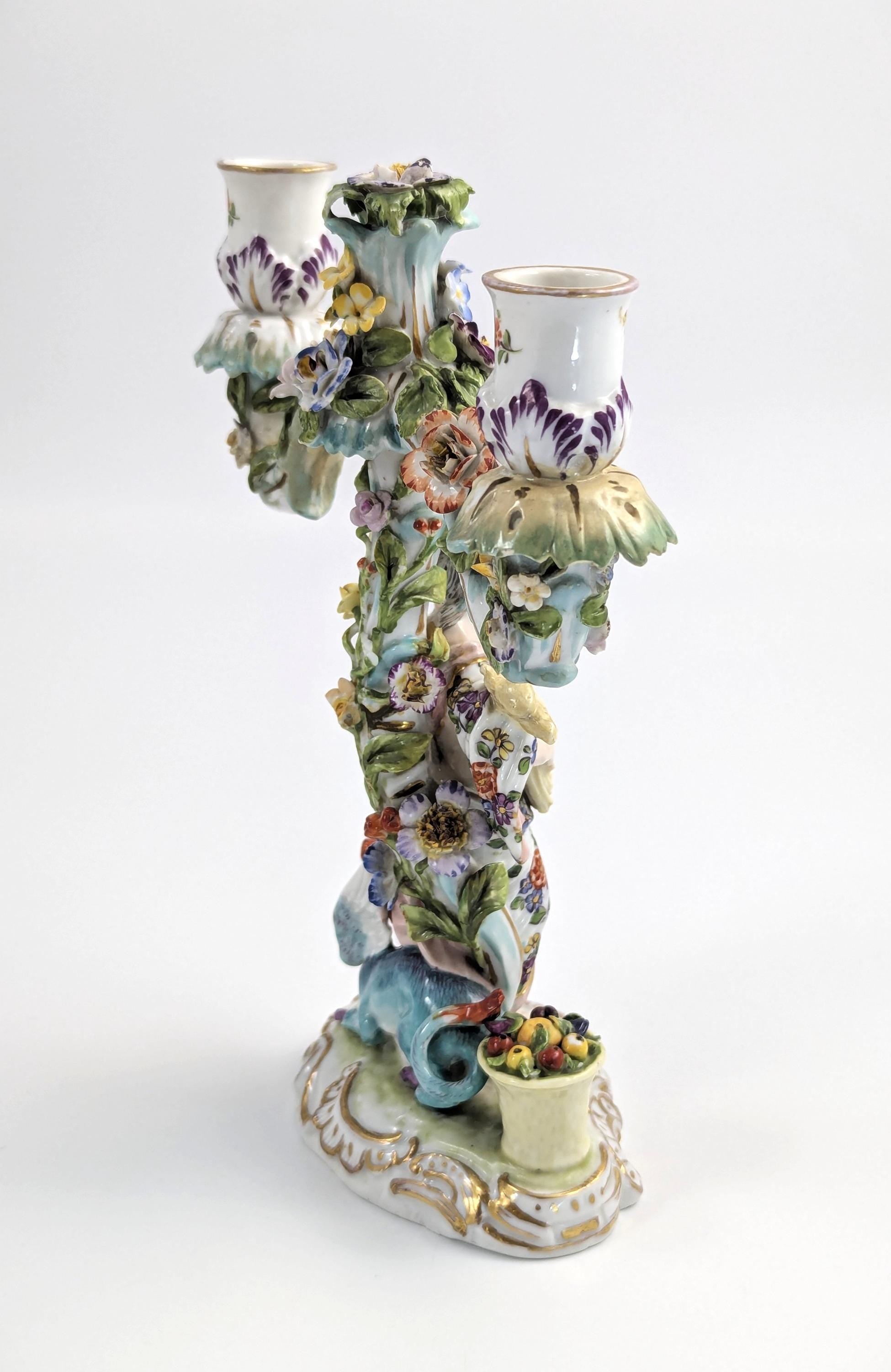 Antique Dresden Porcelain Candelabra: Allegorical Australia Figure, Helena Wolfsohn Era