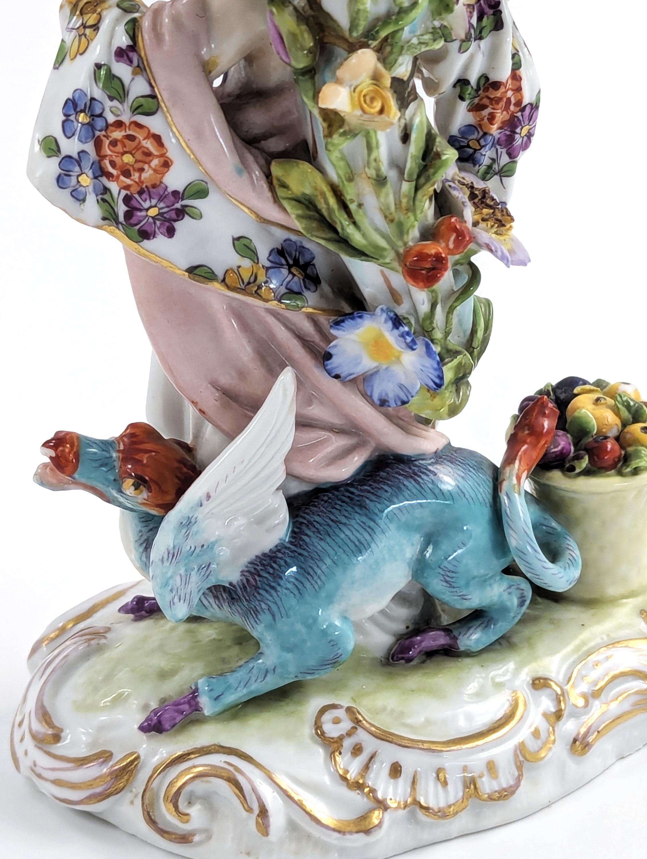 Antique Dresden Porcelain Candelabra: Allegorical Australia Figure, Helena Wolfsohn Era