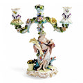 Antique Dresden Porcelain Candelabra: Allegorical Australia Figure, Helena Wolfsohn Era