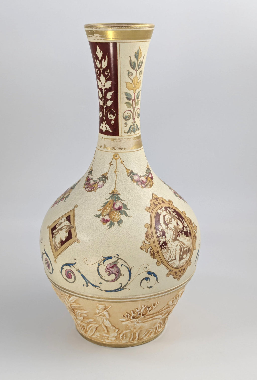 Wedgwood Persian style antique Oriental bottle vase, Thomas Allen design, 1887