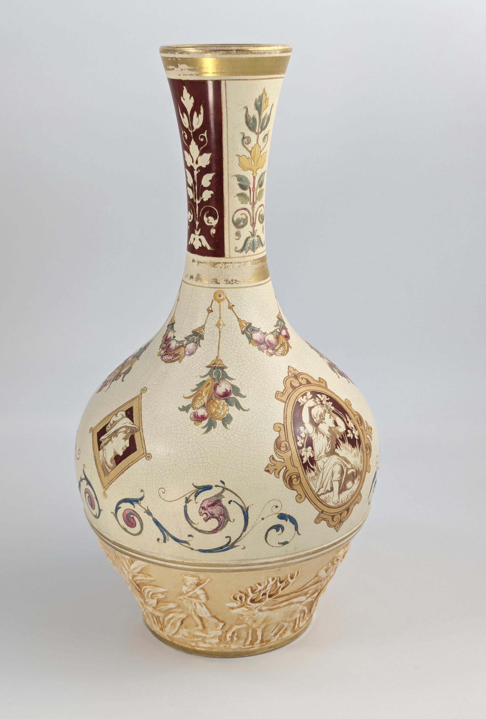 Wedgwood Persian style antique Oriental bottle vase, Thomas Allen design, 1887