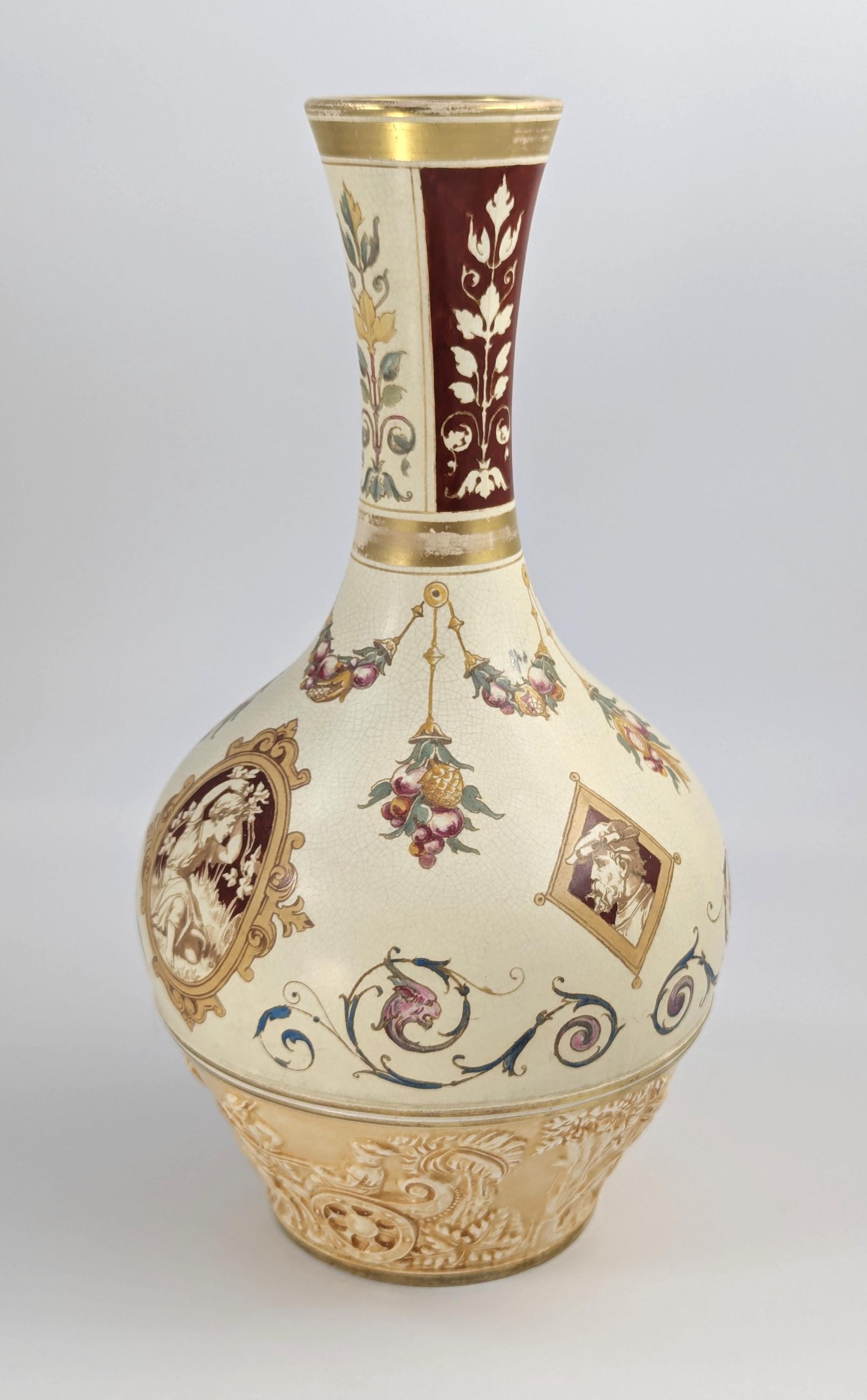 Wedgwood Persian style antique Oriental bottle vase, Thomas Allen design, 1887