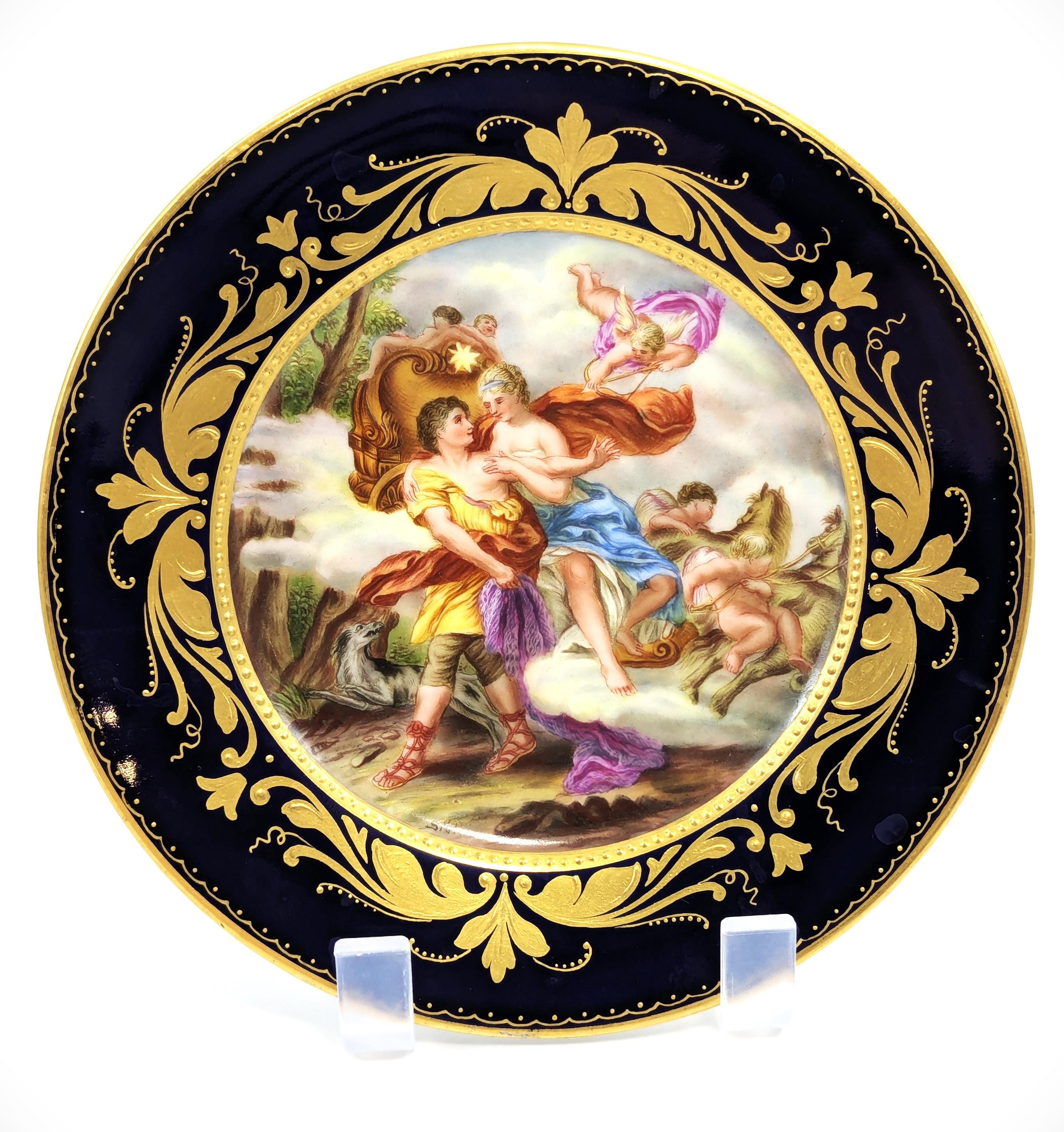 Antique Royal Vienna Porcelain Plate: Aurora and Cephalus, Signed Sibl