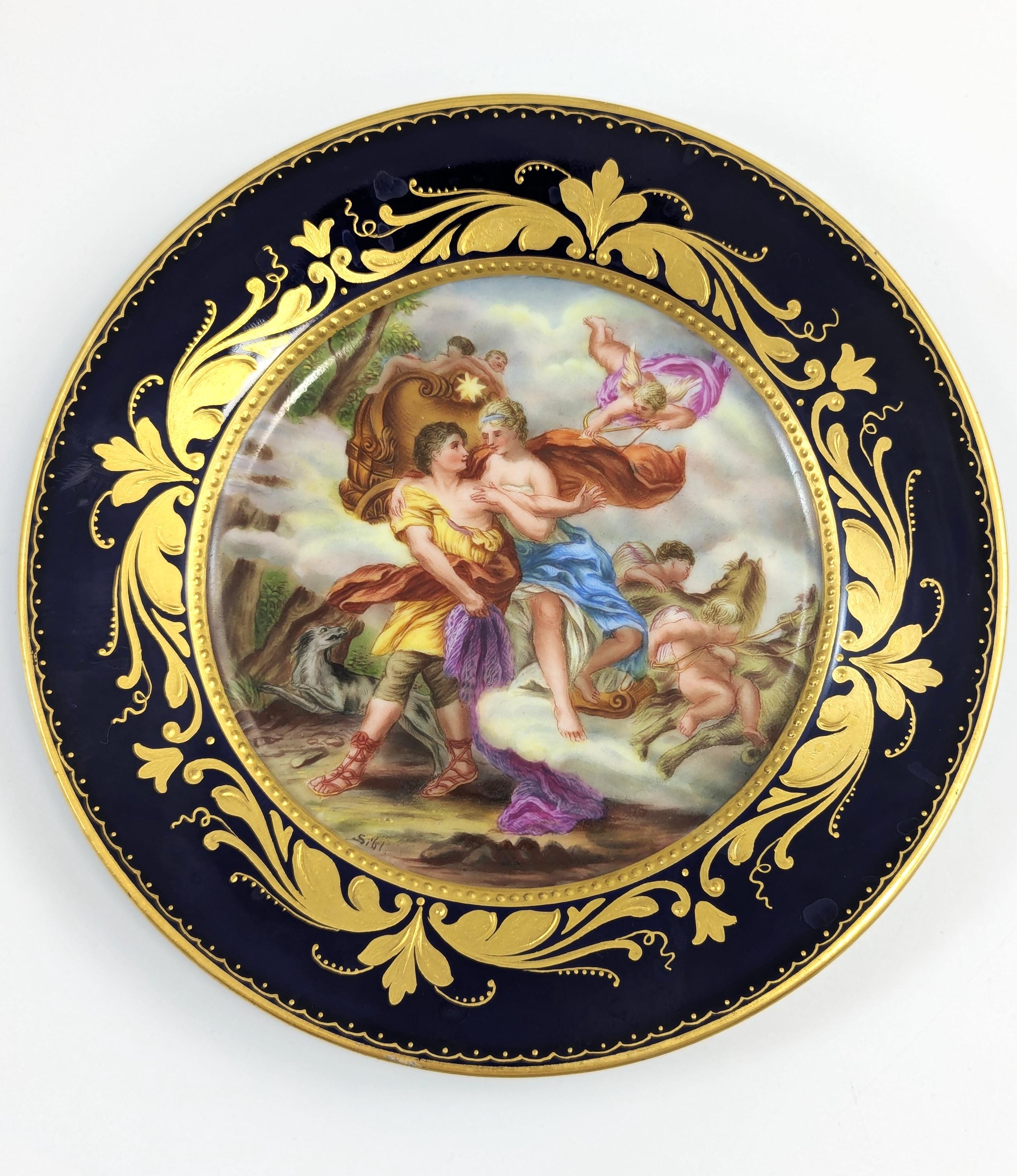 Antique Royal Vienna Porcelain Plate: Aurora and Cephalus, Signed Sibl