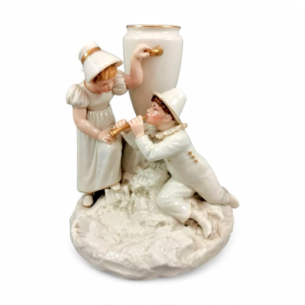 Rare Royal Worcester Figurine: Kate Greenaway Boy & Girl, Antique Decor