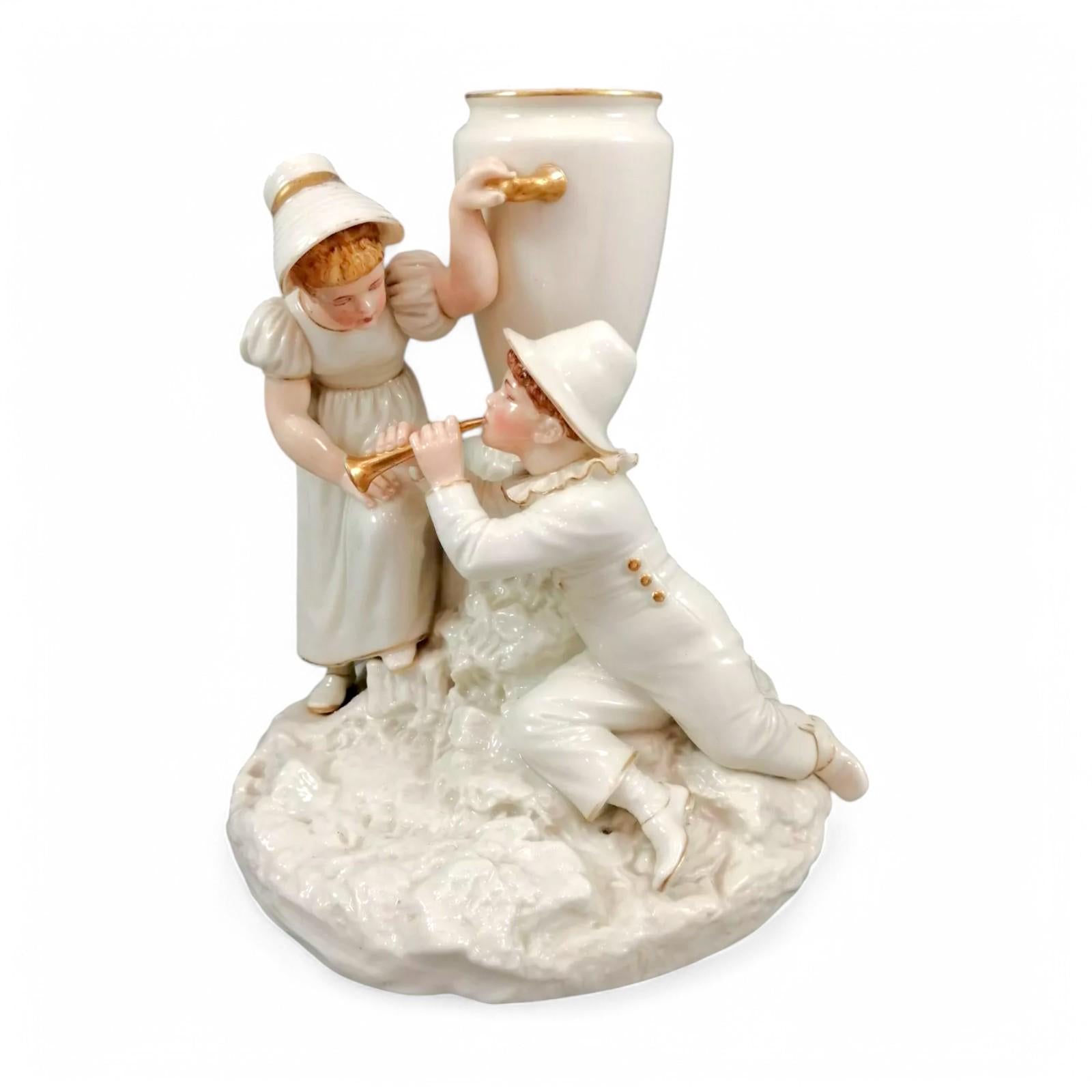 Rare Royal Worcester Figurine: Kate Greenaway Boy & Girl, Antique Decor