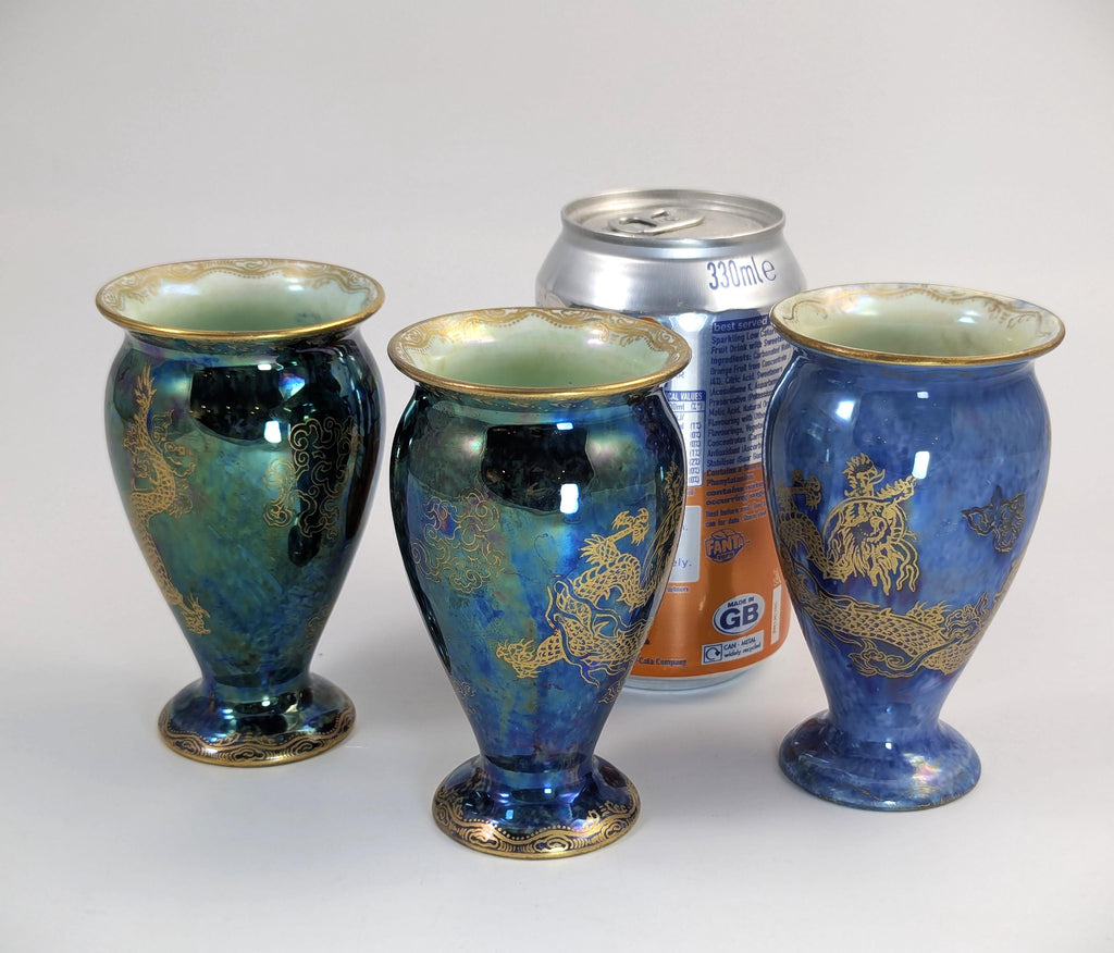 Wedgwood Lustre Bud Vase Trio: Daisy Makeig-Jones Dragons, c. 1915